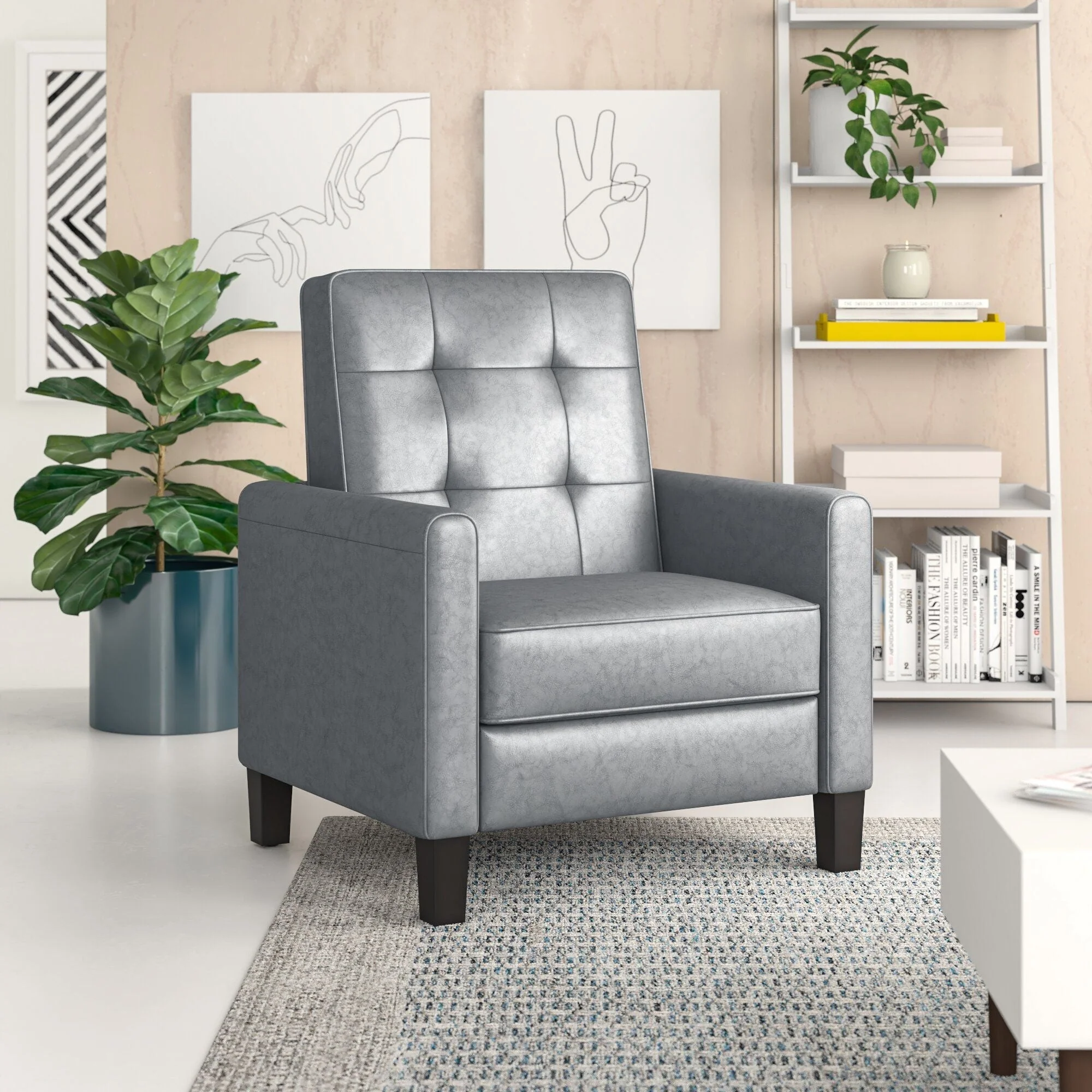 Wide Manual Club Recliner - Dark Gray - Image 3