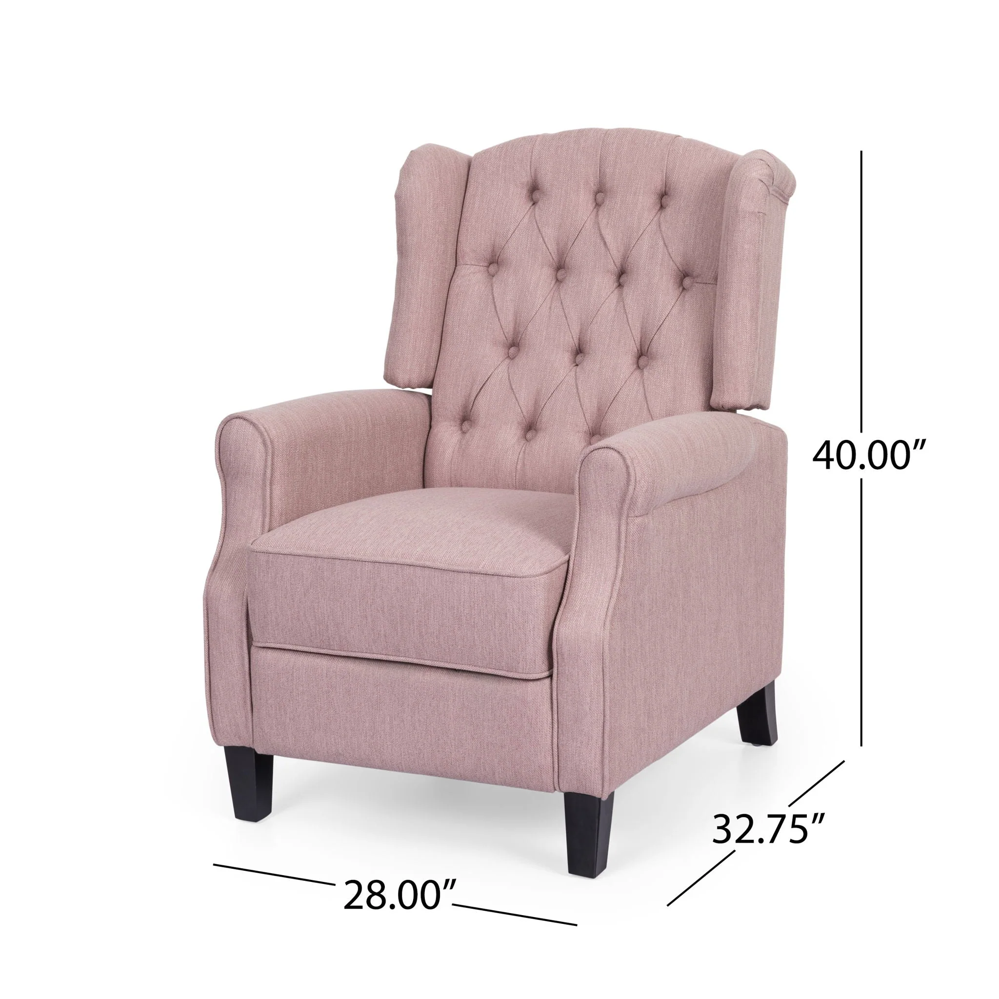 Wide Manual Wing Chair Recliner - Light Pink - Image 6