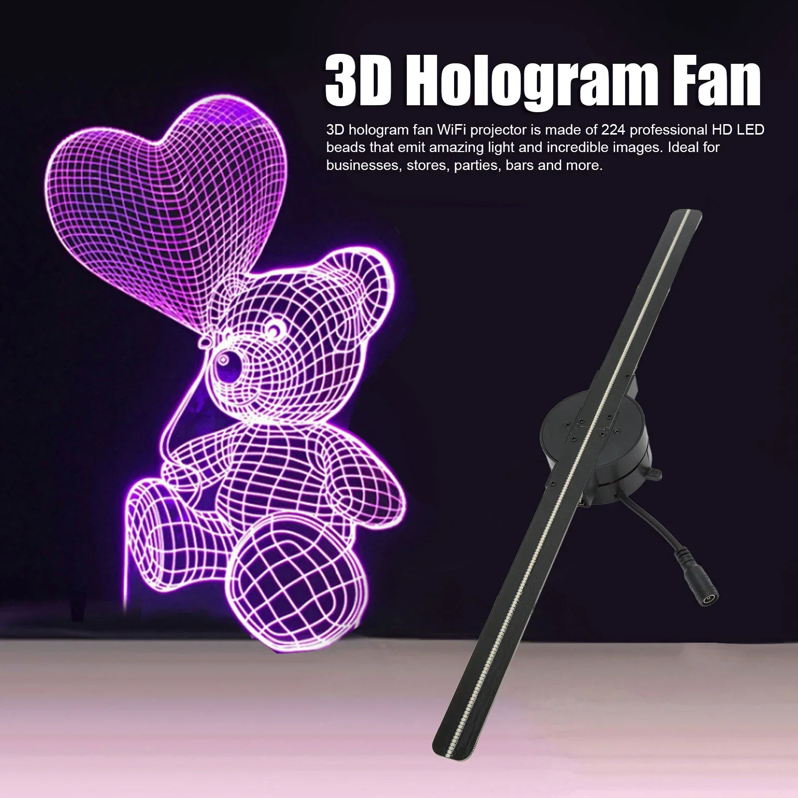 WiFi 3D Hologram Fan Projector 176° View Advertising Display for Business - Image 3