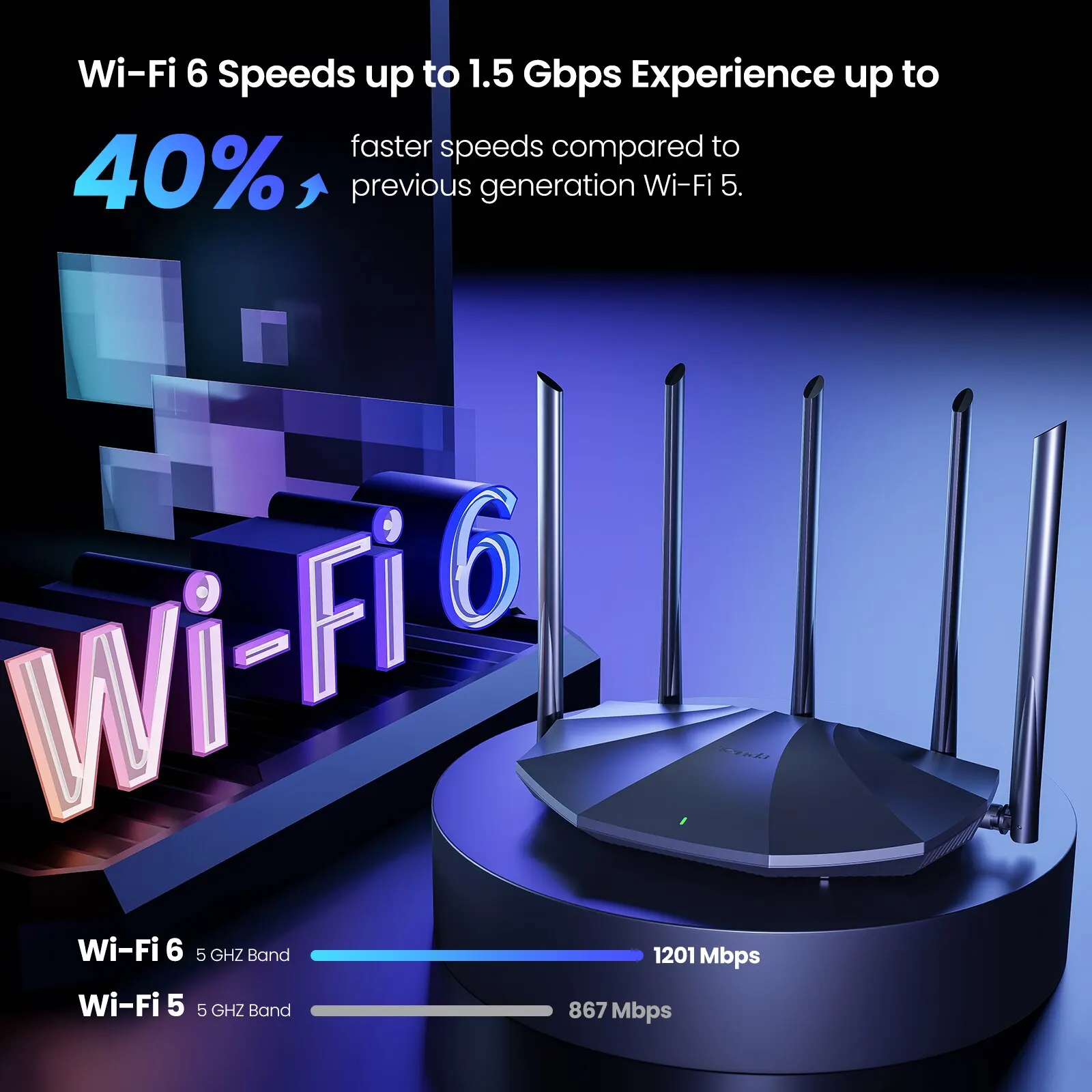 WiFi 6 AX1500 Dual Band Gigabit Router Signal Booster for Home Office - Image 5