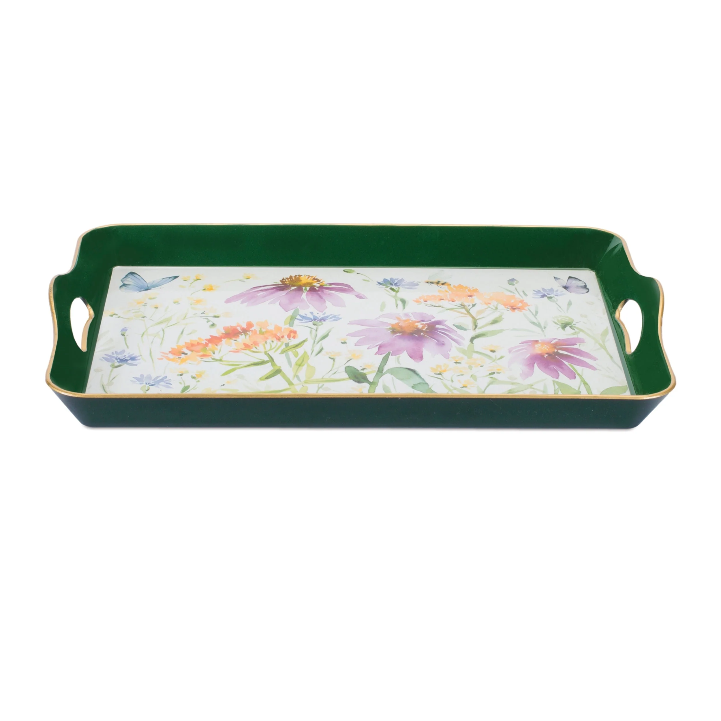 Wildflower Insect Print Tray with Handles 17"L - Image 2