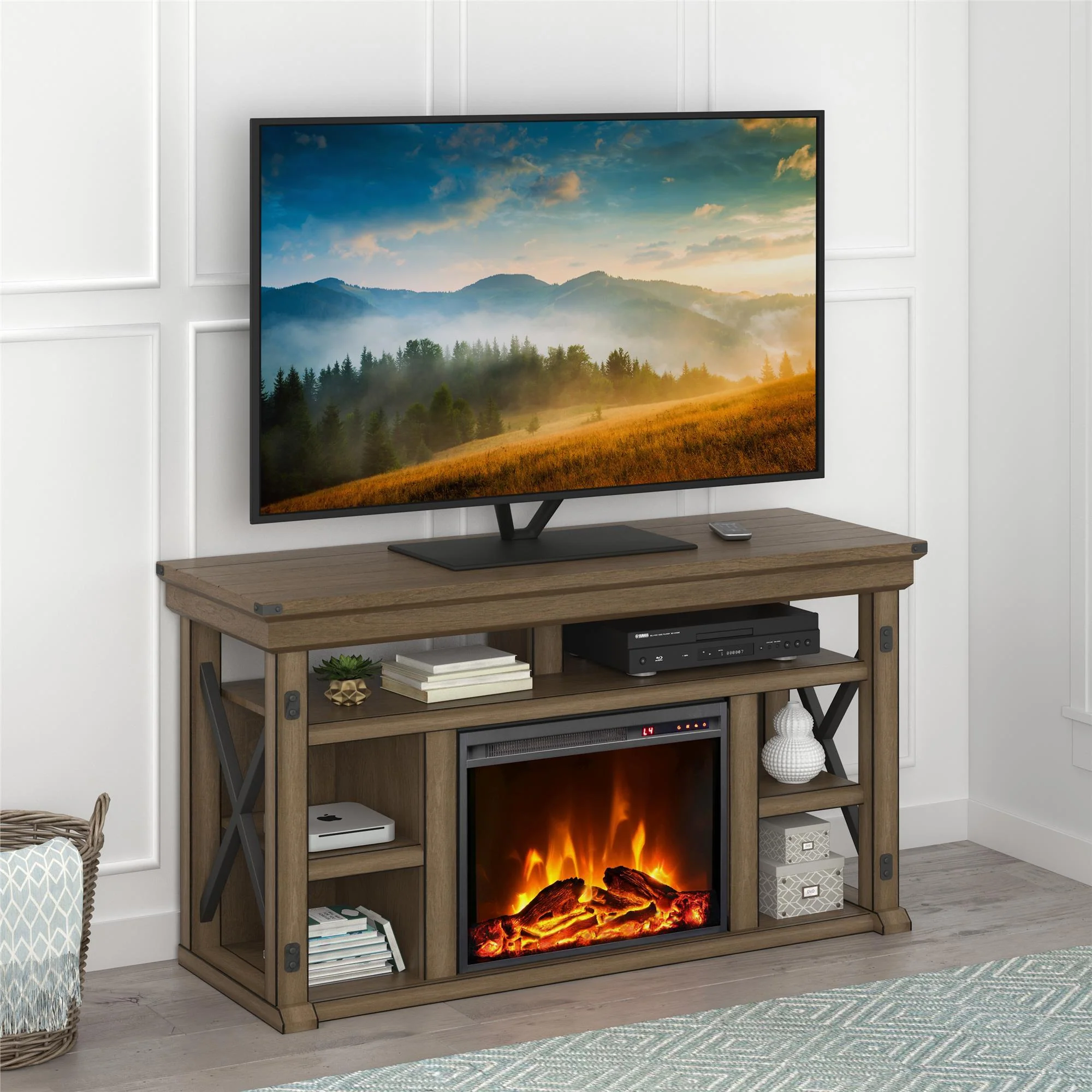 Wildwood - Fireplace TV Stand - Gray - Image 2
