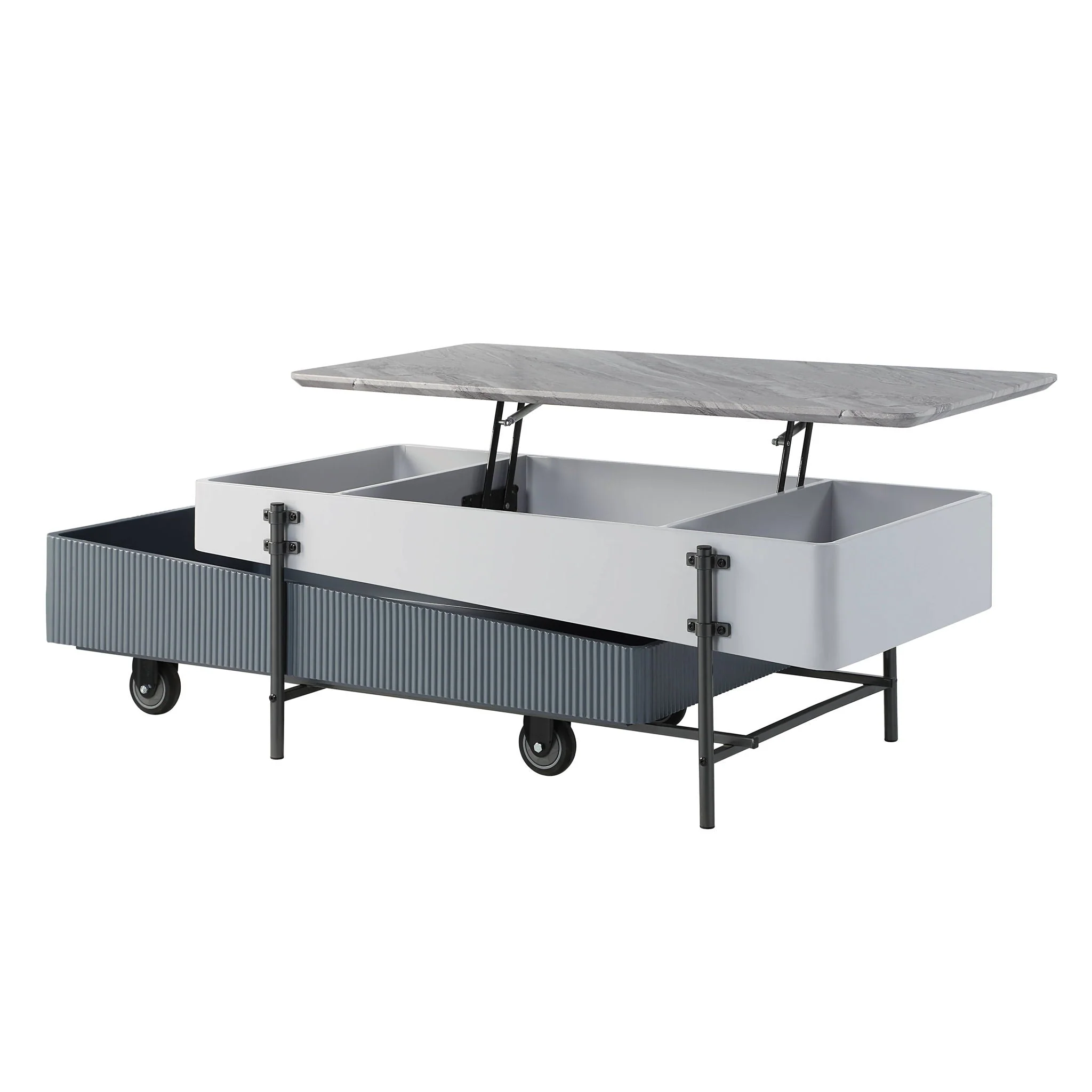 Wilkins - High Gloss Coffee Table With Lift Top - Gray / White - Image 4