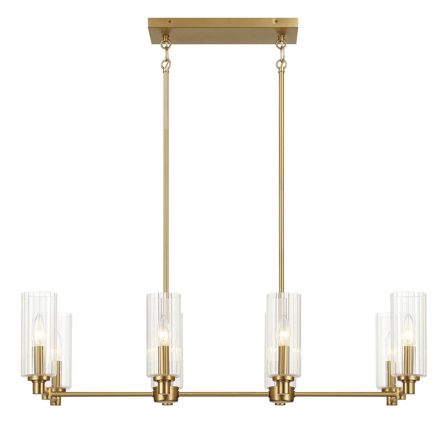 Willow Eight Lights Island Pendant Lamp - Satin Brass - Image 3