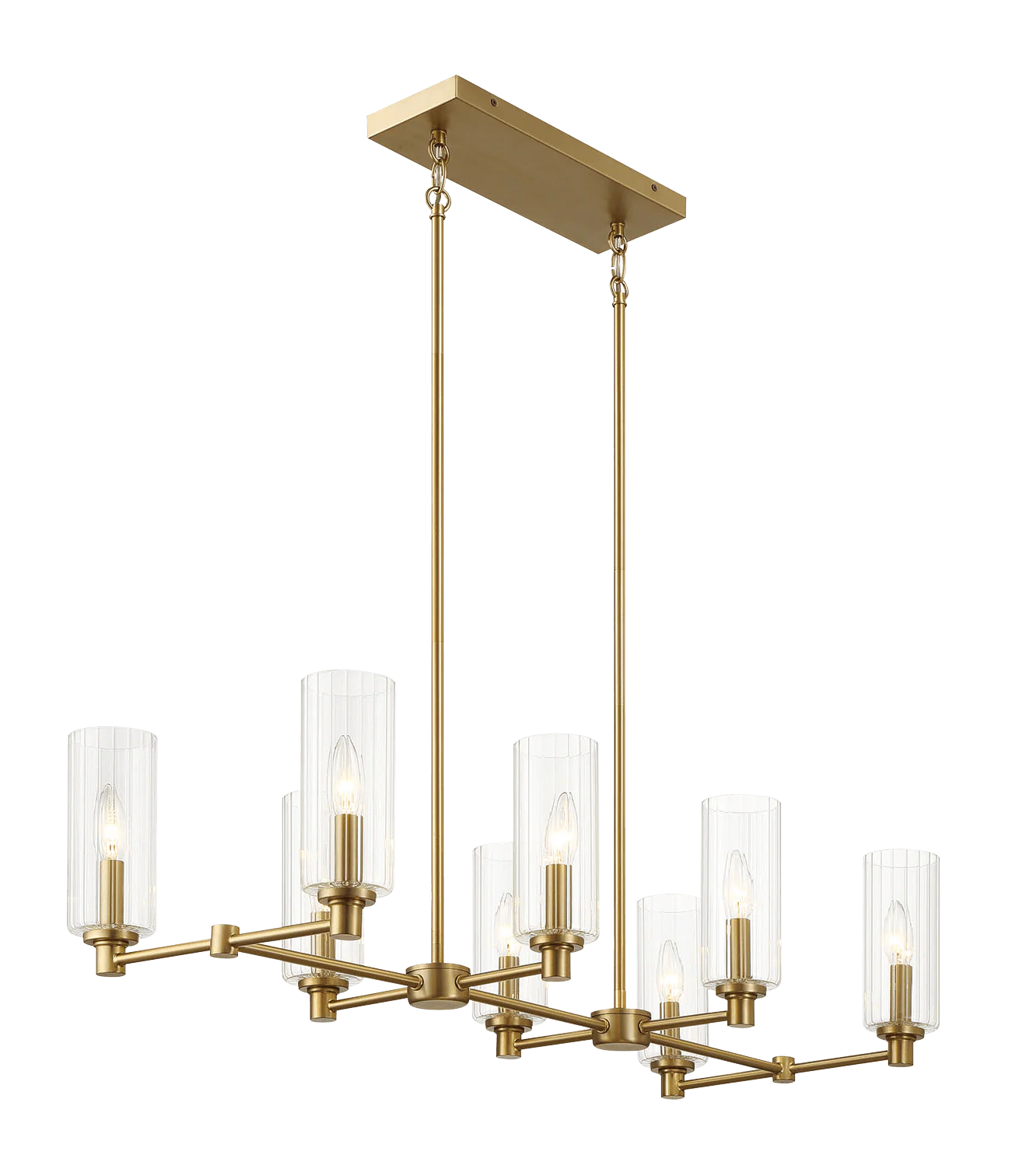 Willow Eight Lights Island Pendant Lamp - Satin Brass - Image 4