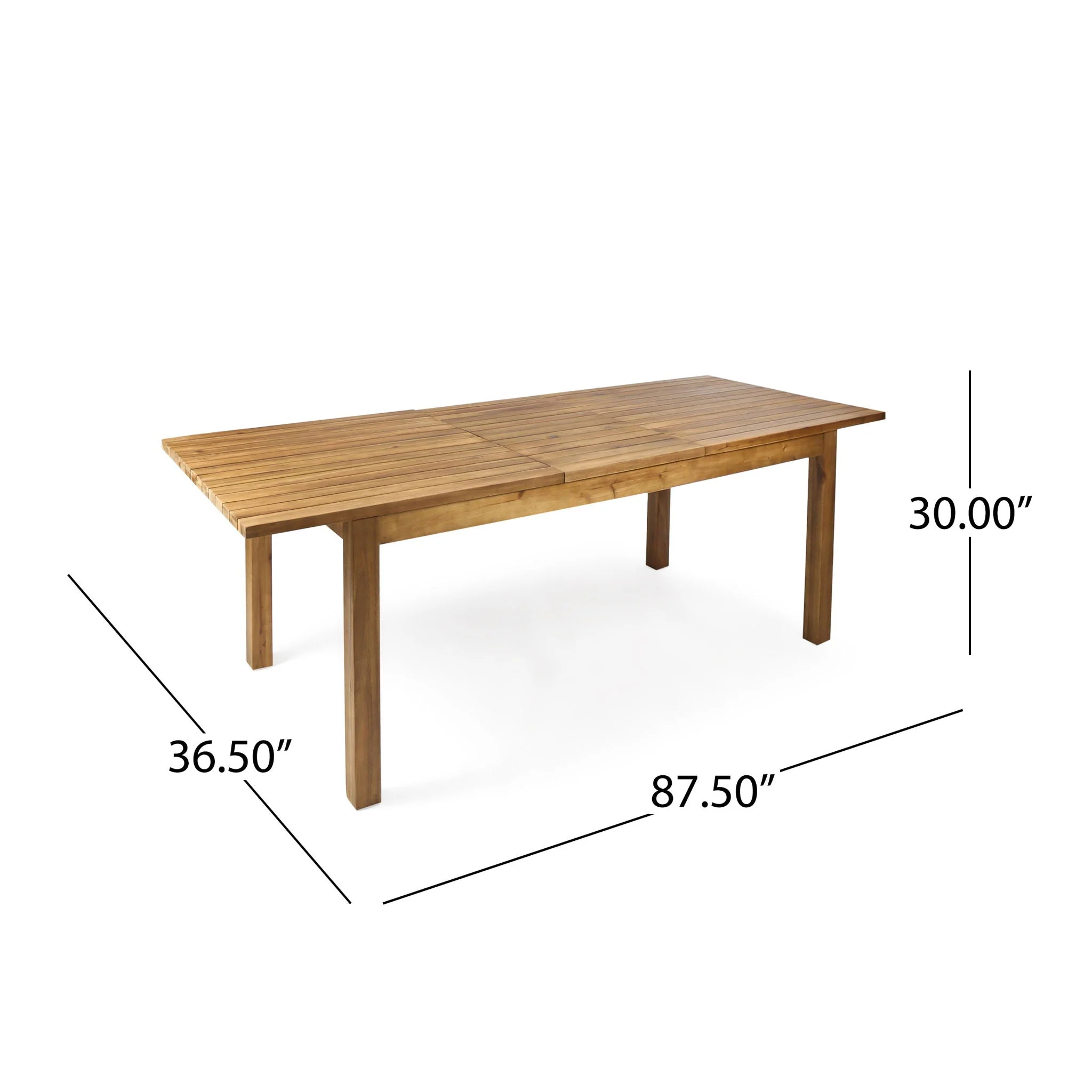 Wilson Expandable Dining Table With Slat Design - Teak Acacia Wood - Image 2