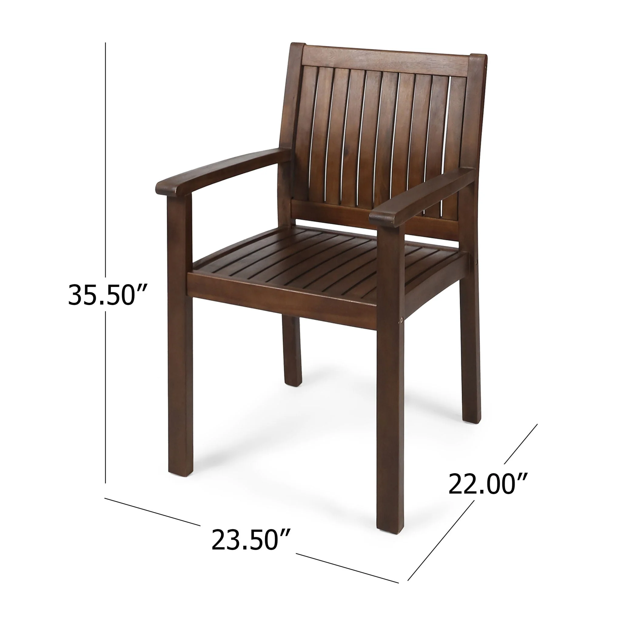 Wilson Rustic Dining Chair Acacia Wood With Slat Panel Design (Set of 2) - Dark Brown - Image 4
