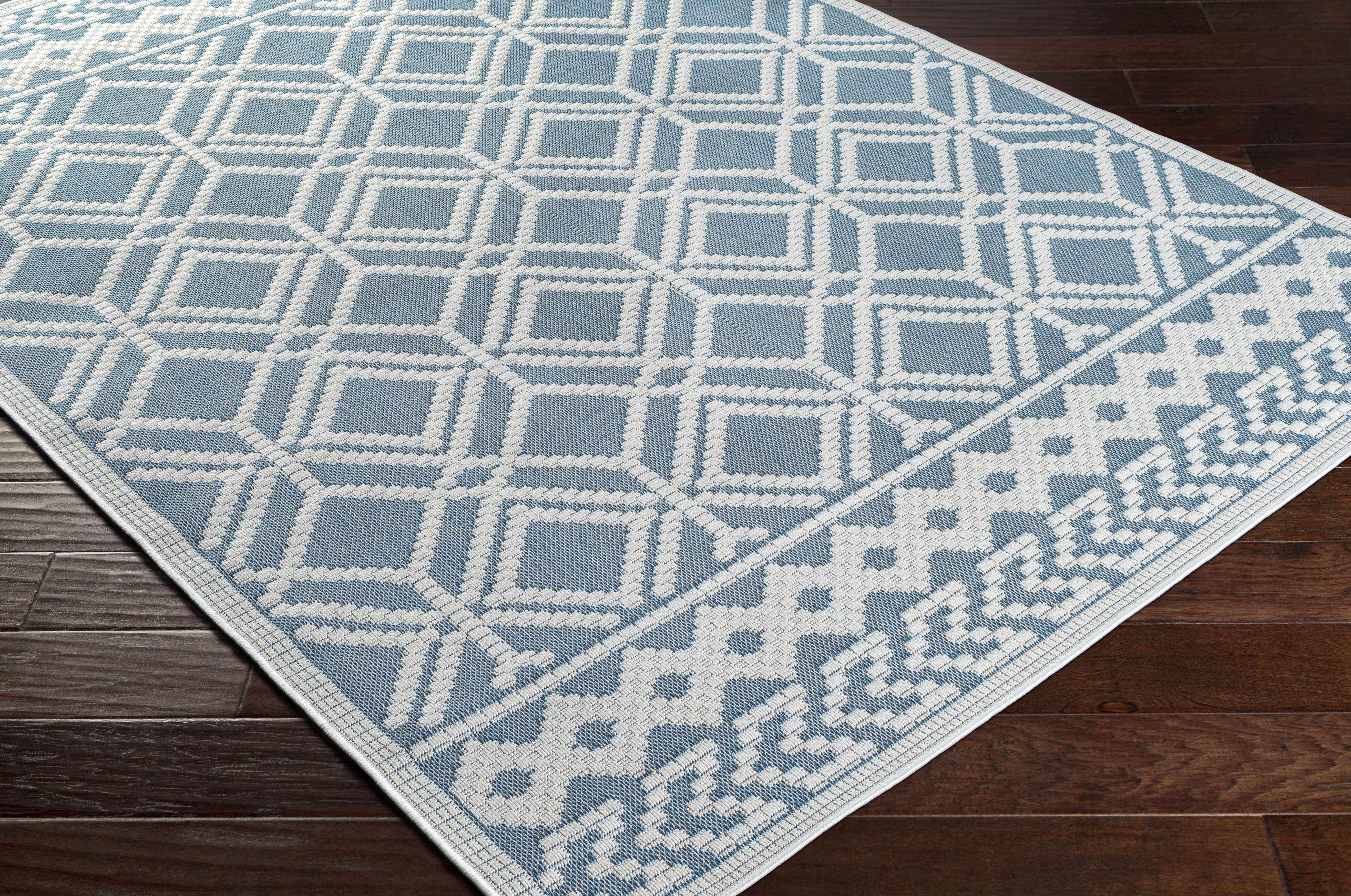 Wingina 8x10 Ice Blue Trellis Rug - Clearance - Image 3