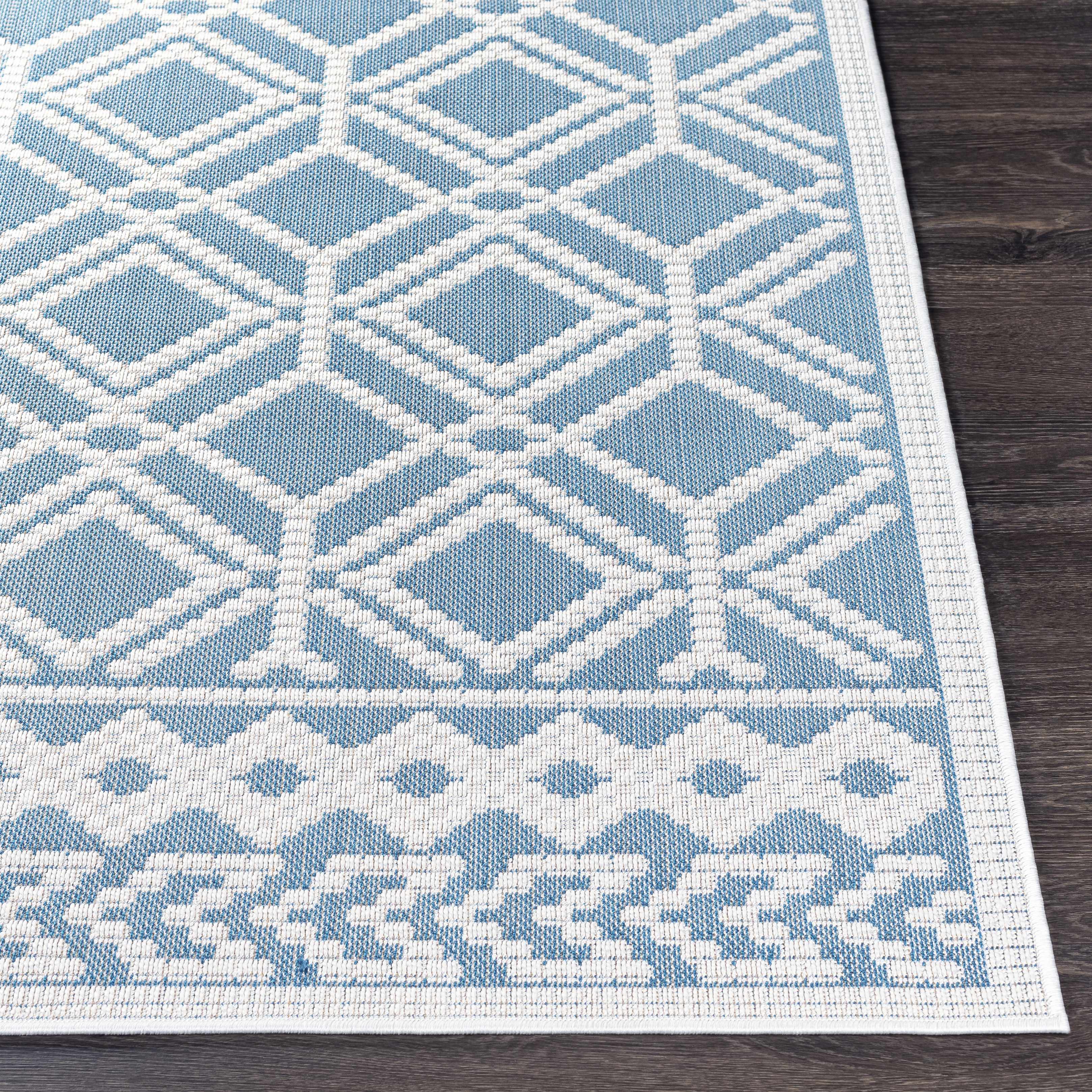 Wingina 8x10 Ice Blue Trellis Rug - Clearance - Image 4