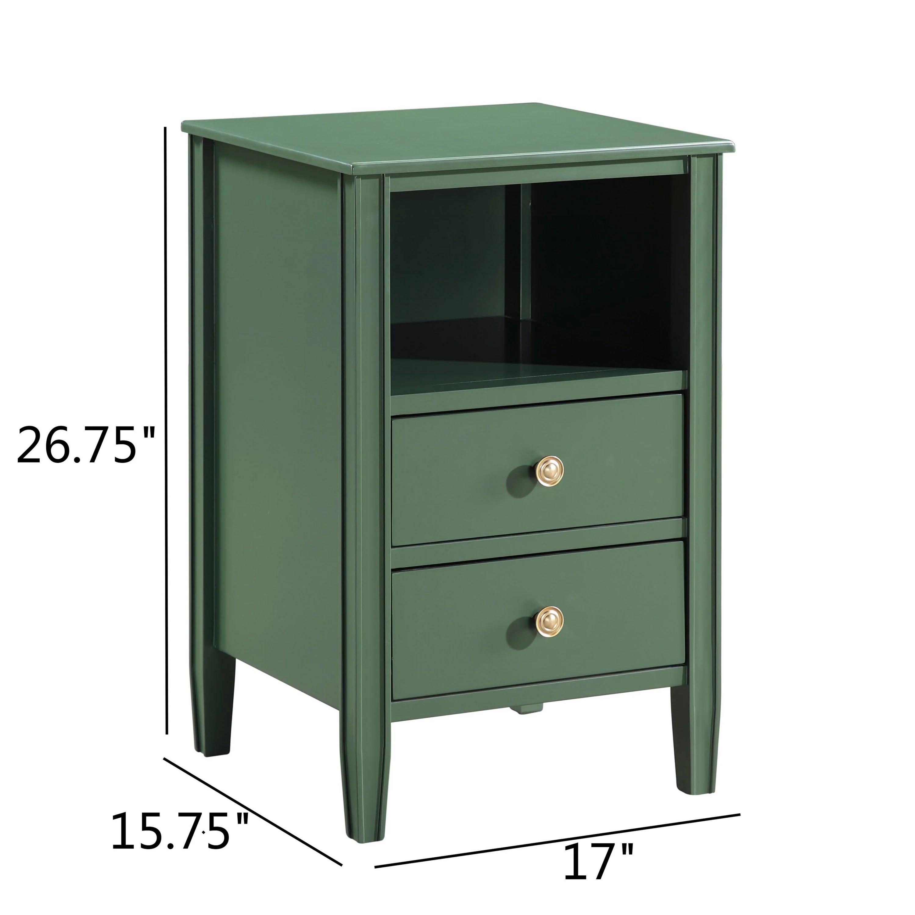 Winston 2-Drawer Storage Nightstand in Vintage Green - Image 3