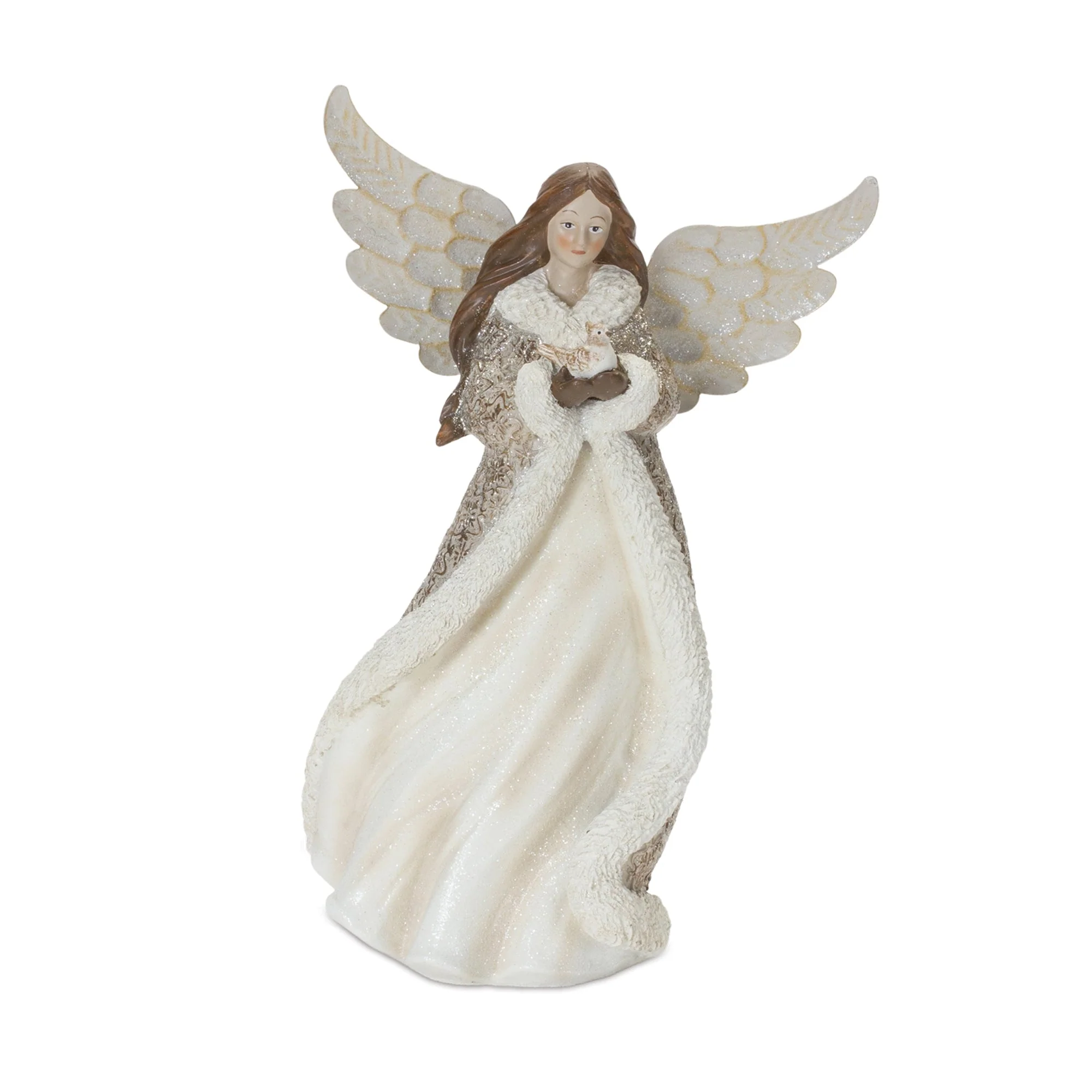 Winter Angel Figurine with Bird Accent (Set of 2) - Image 3