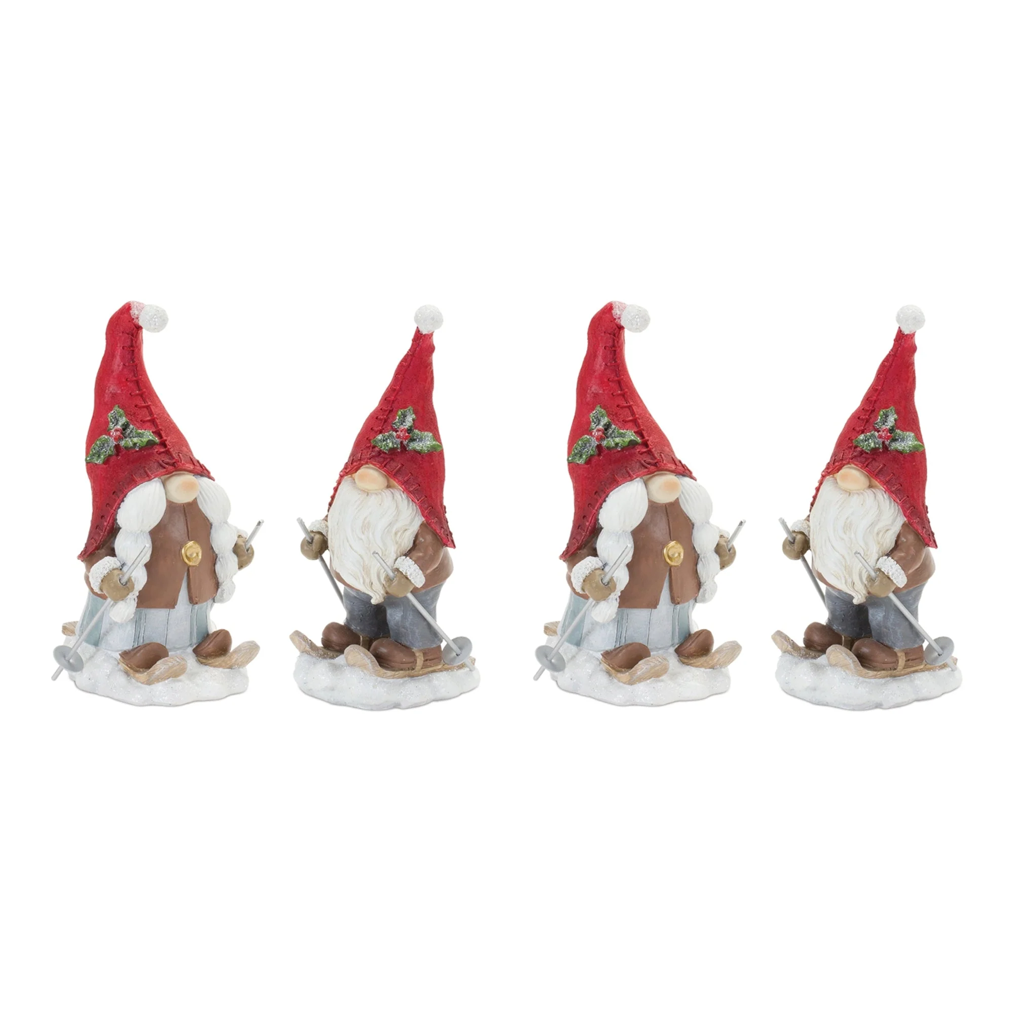 Winter Gnome on Skis Figurine (Set of 4) - Image 4