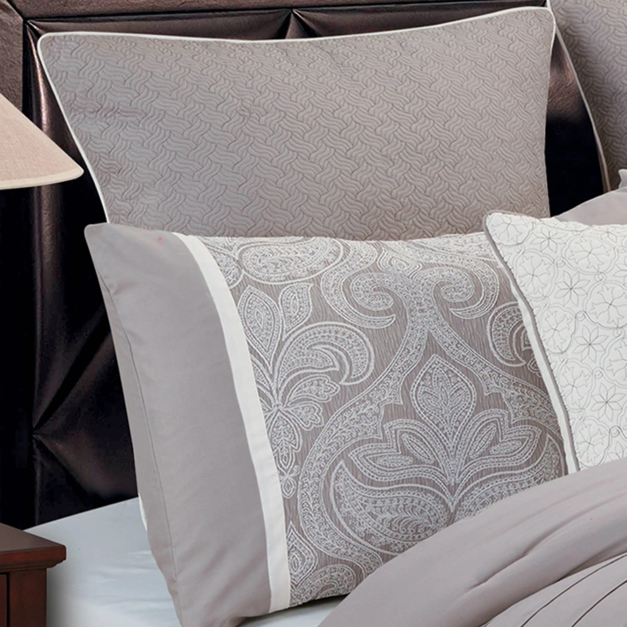 Winthrop Grey Damask Jacquard 9 Pc Comforter Set - Image 3