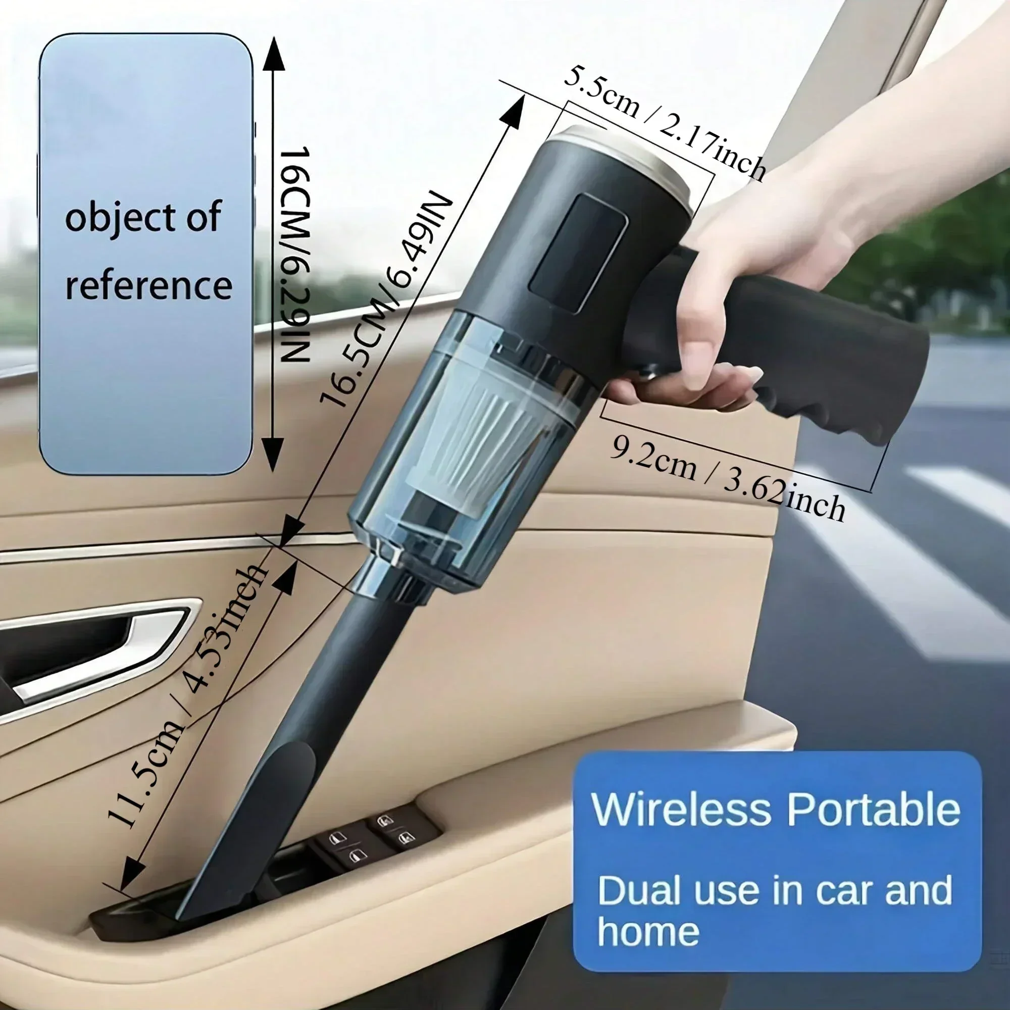 Wireless 120W High Power Vacuum Cleaner Dual Use Home Car Handheld Portable Black - Image 2
