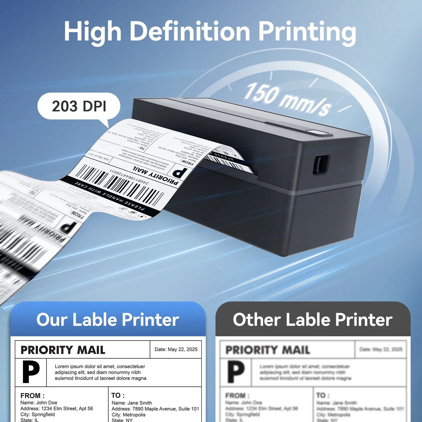 Wireless 4x6 Thermal Shipping Label Printer 300DPI Bluetooth WiFi Small Business - Image 2