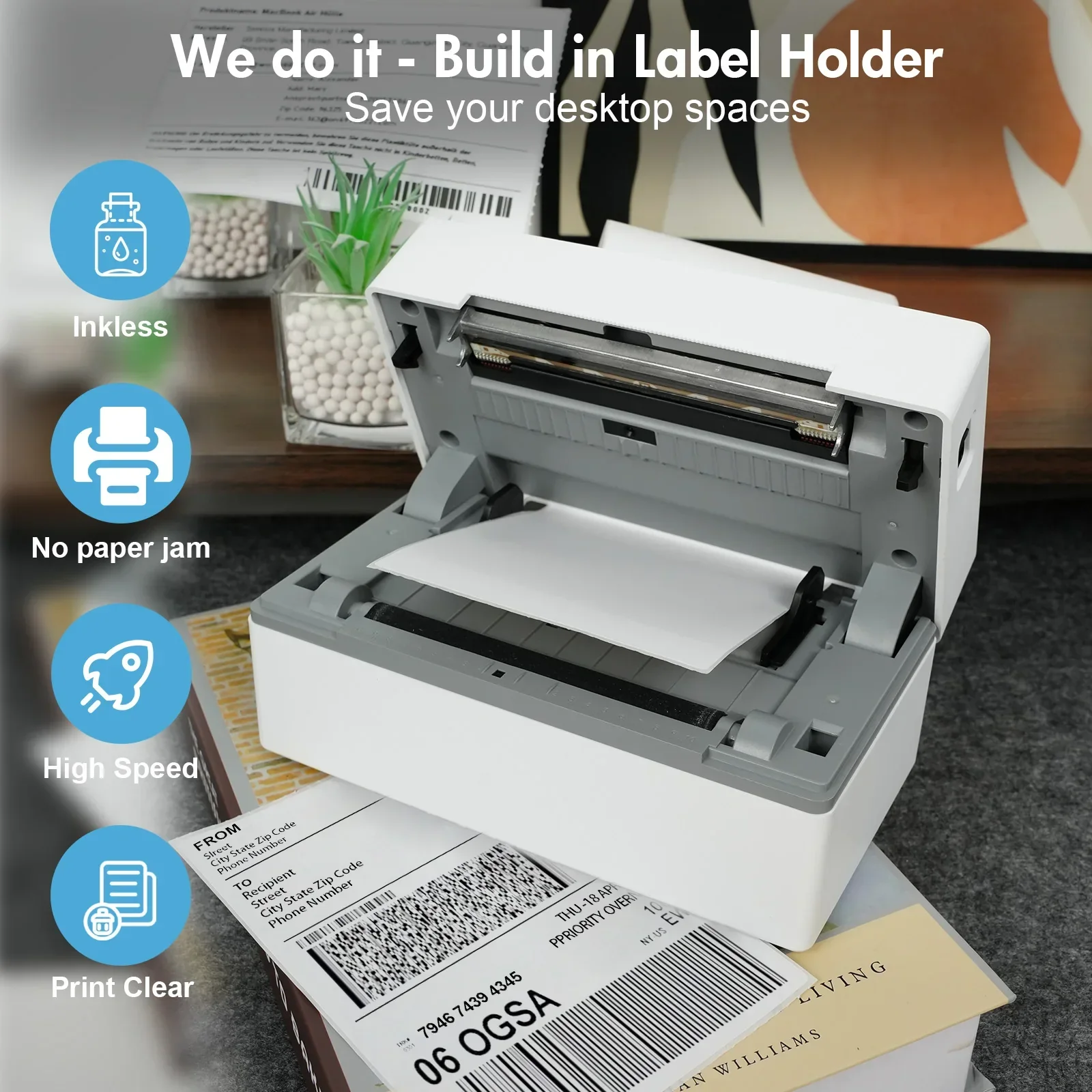 Wireless 4x6 Thermal Shipping Label Printer 300DPI Bluetooth WiFi Small Business - Image 4