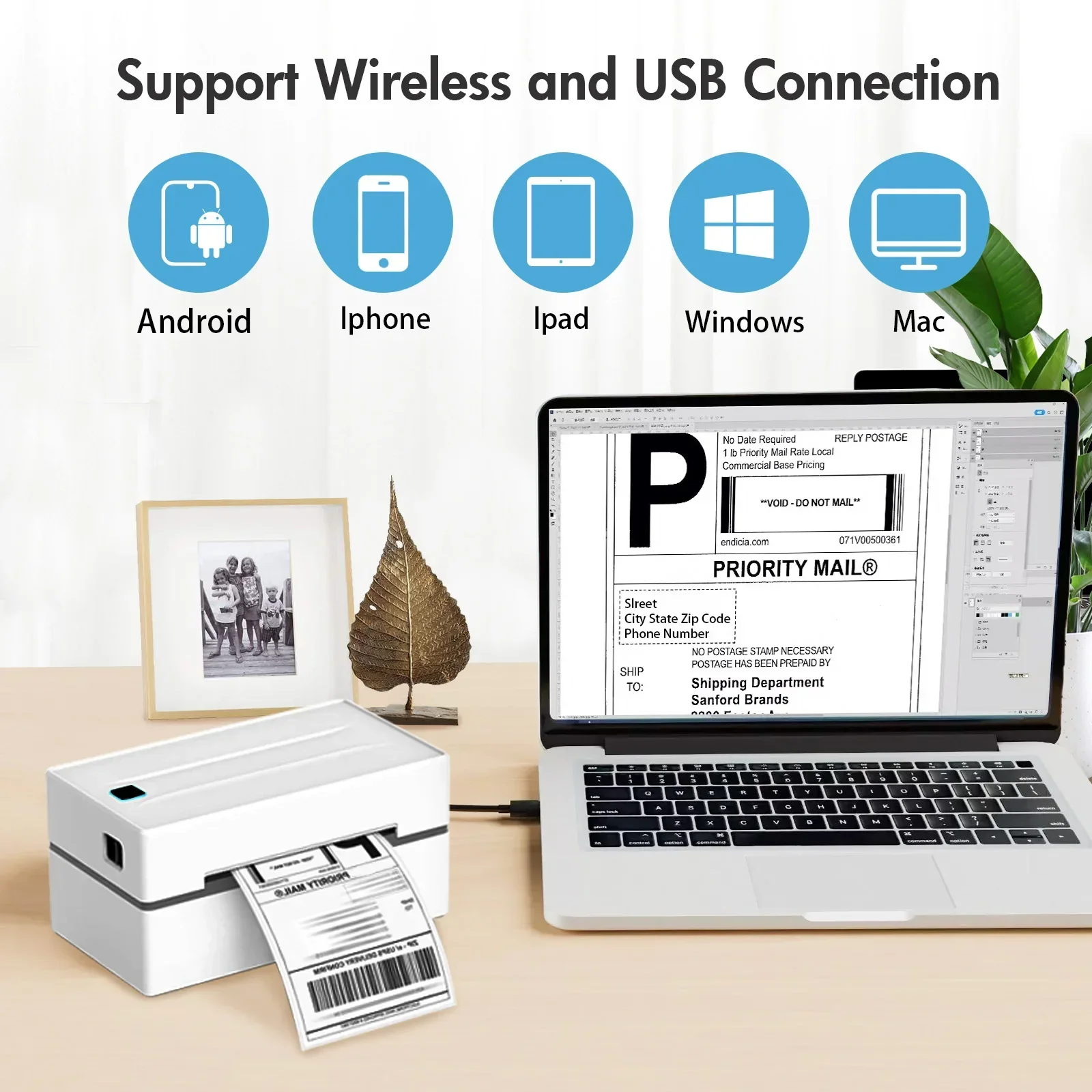 Wireless 4x6 Thermal Shipping Label Printer 300DPI Bluetooth WiFi Small Business - Image 5
