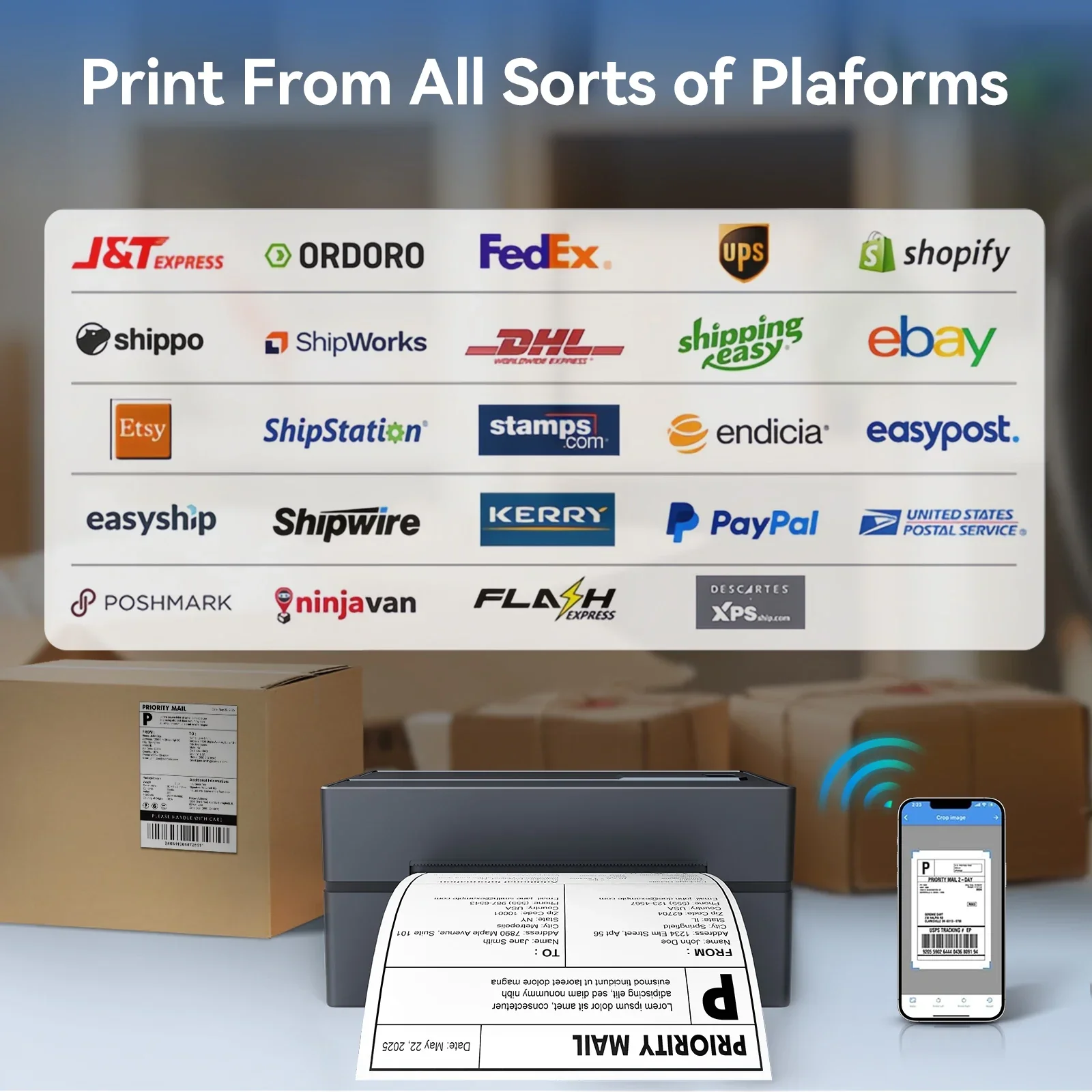 Wireless 4x6 Thermal Shipping Label Printer 300DPI Bluetooth WiFi Small Business - Image 6
