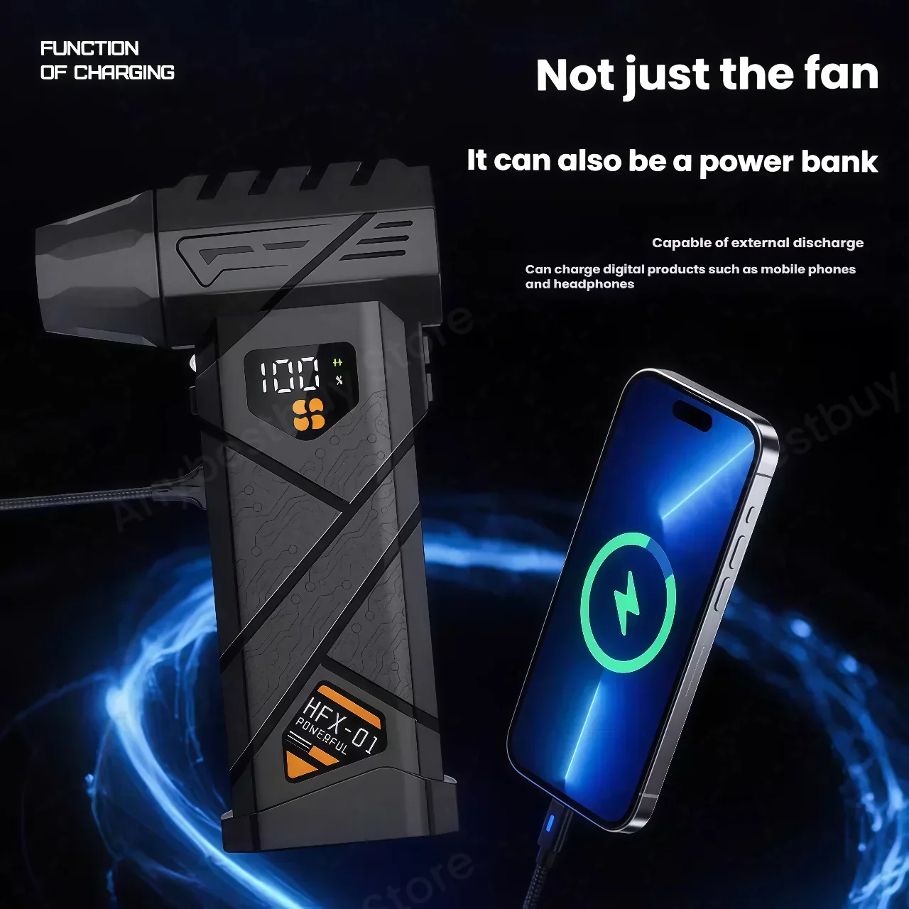 Wireless Air Blower – HFX-01 Turbo Compressed Duster with Strong Airflow & Power Bank - Image 3