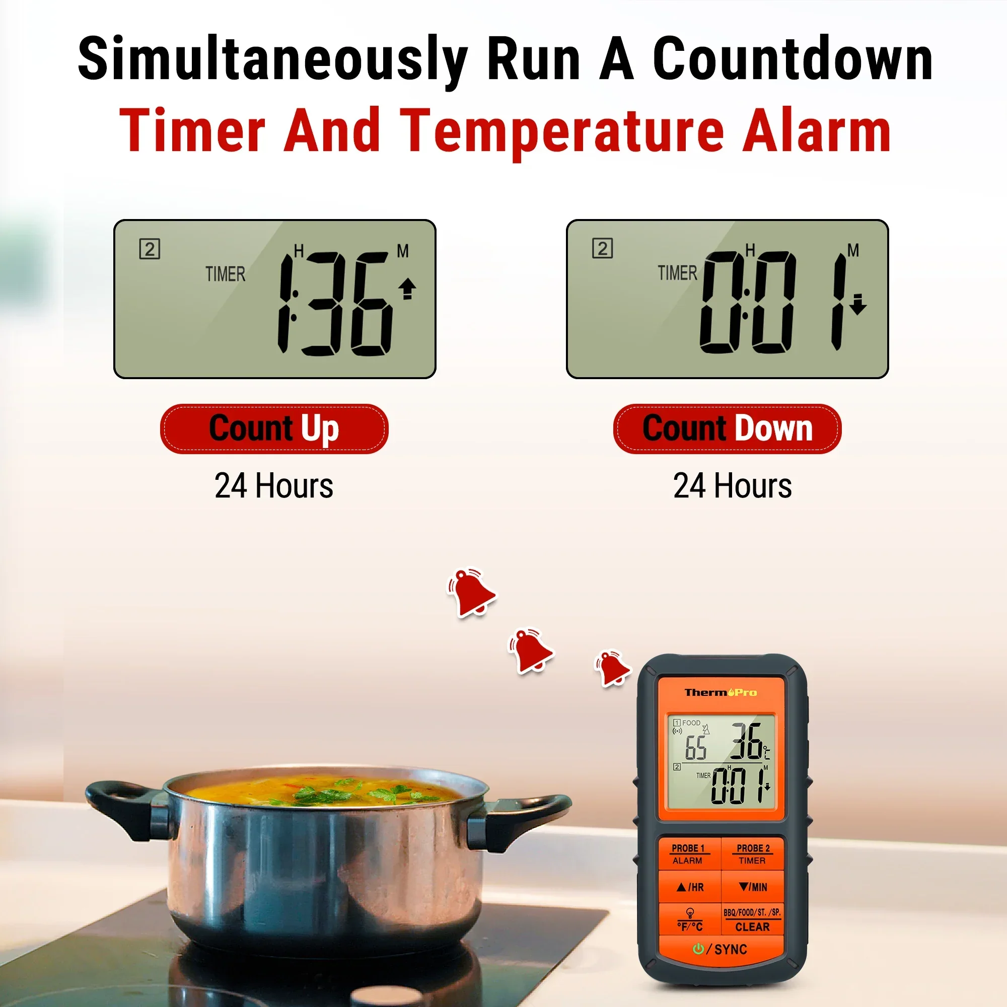 Wireless BBQ Meat Thermometer Dual Probe Backlit Long Range Grill Cooking - Image 5