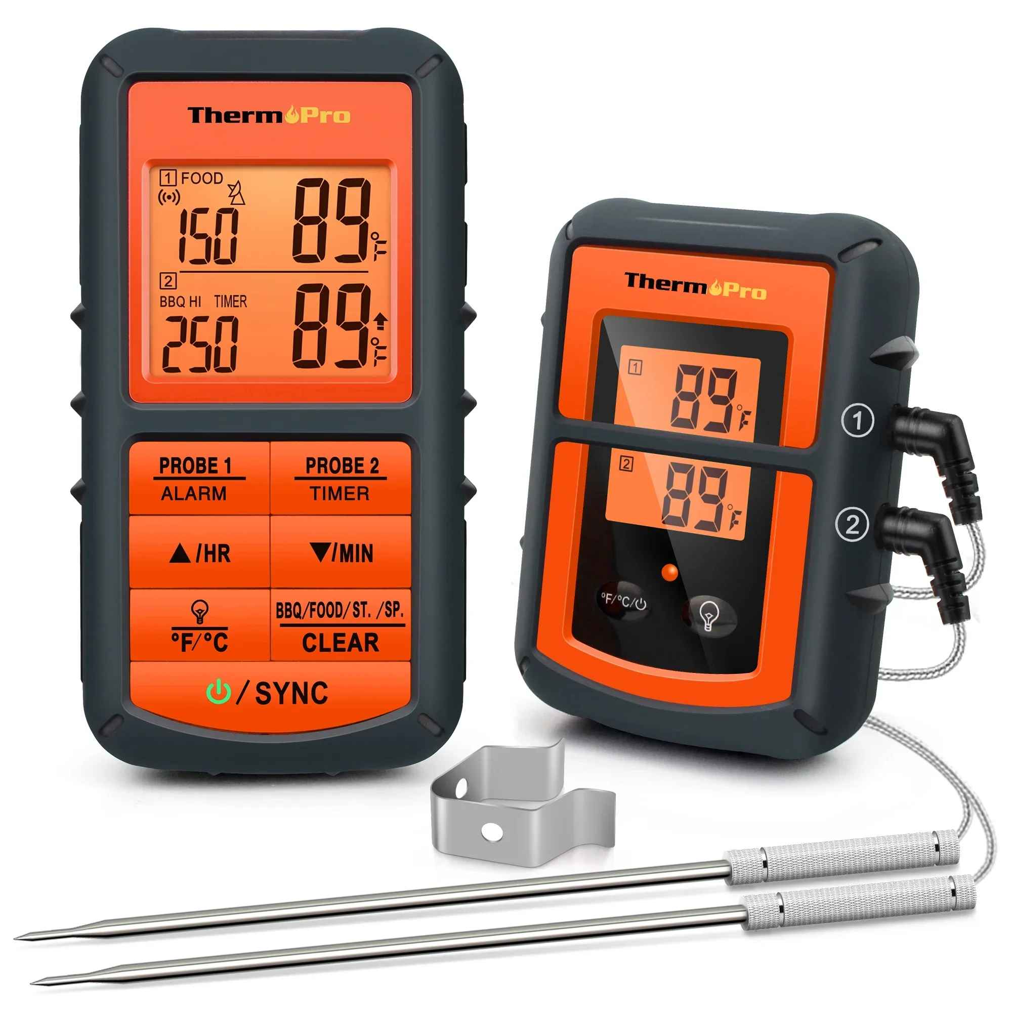 Wireless BBQ Meat Thermometer Dual Probe Backlit Long Range Grill Cooking - Image 7