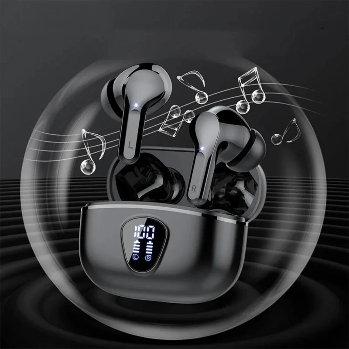 Wireless Bluetooth 5.3 Earbuds HiFi Stereo Noise Cancelling LED IP7 Waterproof