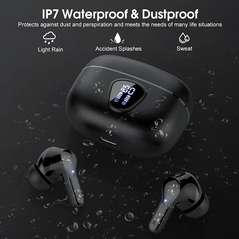 Wireless Bluetooth 5.3 Earbuds HiFi Stereo Noise Cancelling LED IP7 Waterproof - Image 2