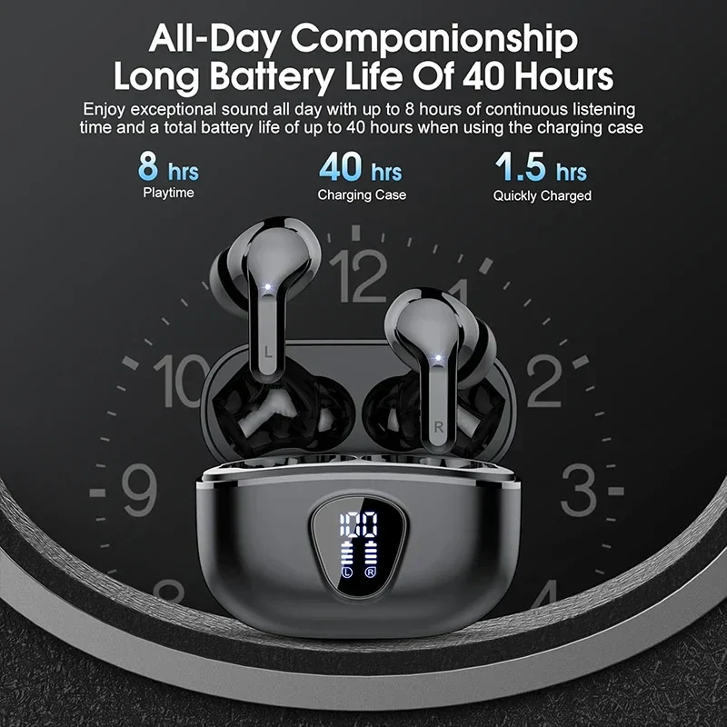Wireless Bluetooth 5.3 Earbuds HiFi Stereo Noise Cancelling LED IP7 Waterproof - Image 3