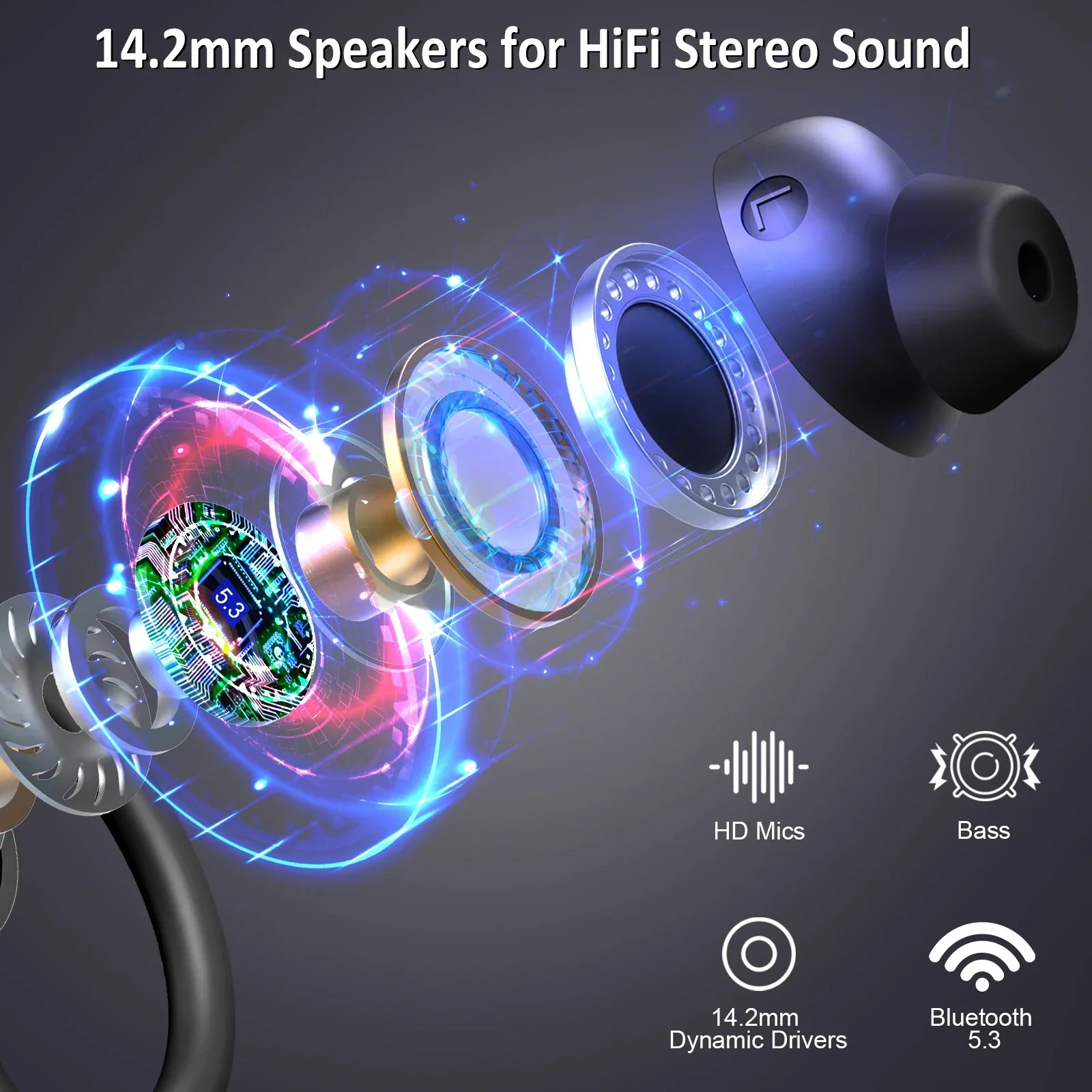 Wireless Bluetooth 5.3 Earbuds Stereo Bass In-Ear Noise Cancelling IP7 Waterproof - Image 2