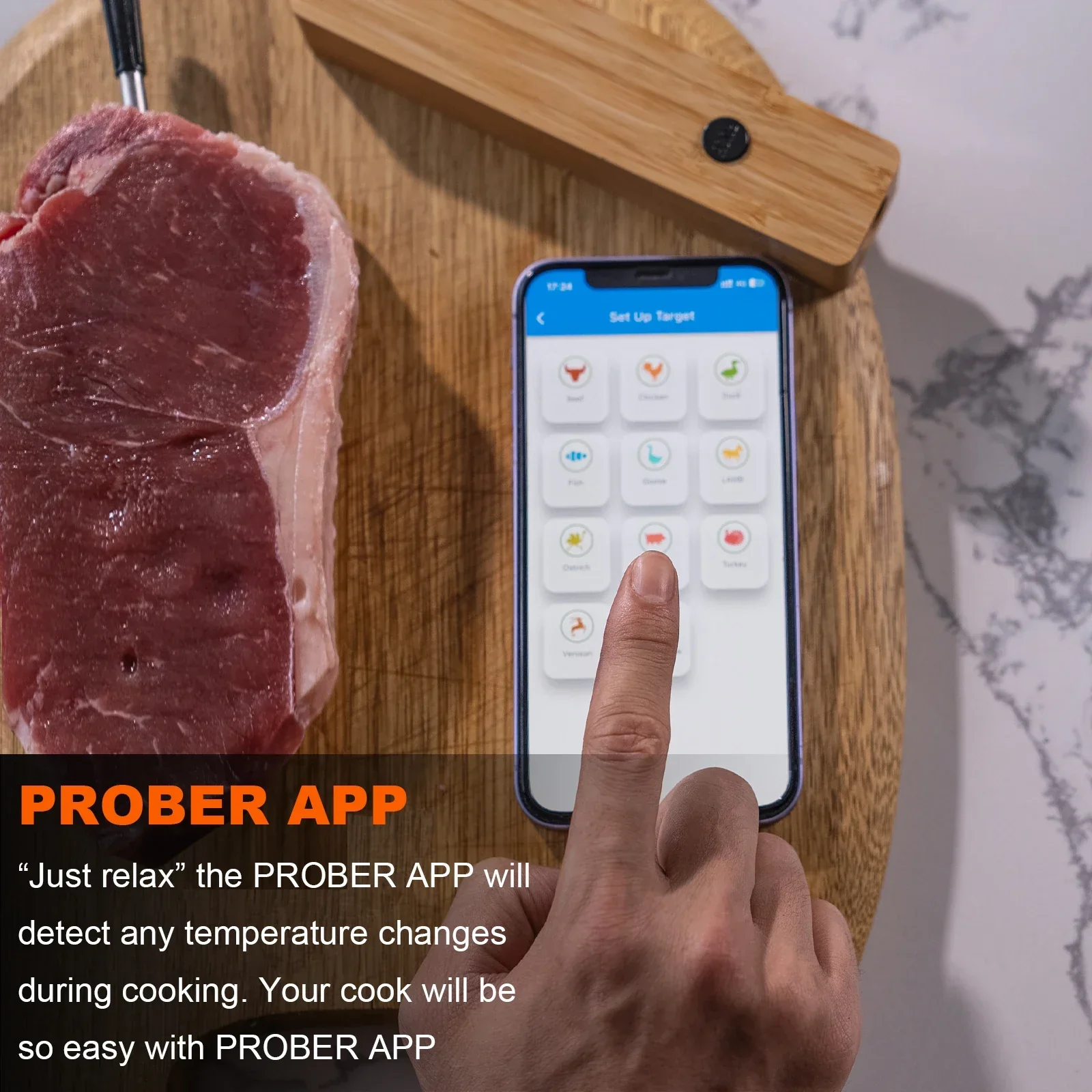 Wireless Bluetooth Meat Thermometer Digital BBQ Grill Oven Steak Cooking - Image 5