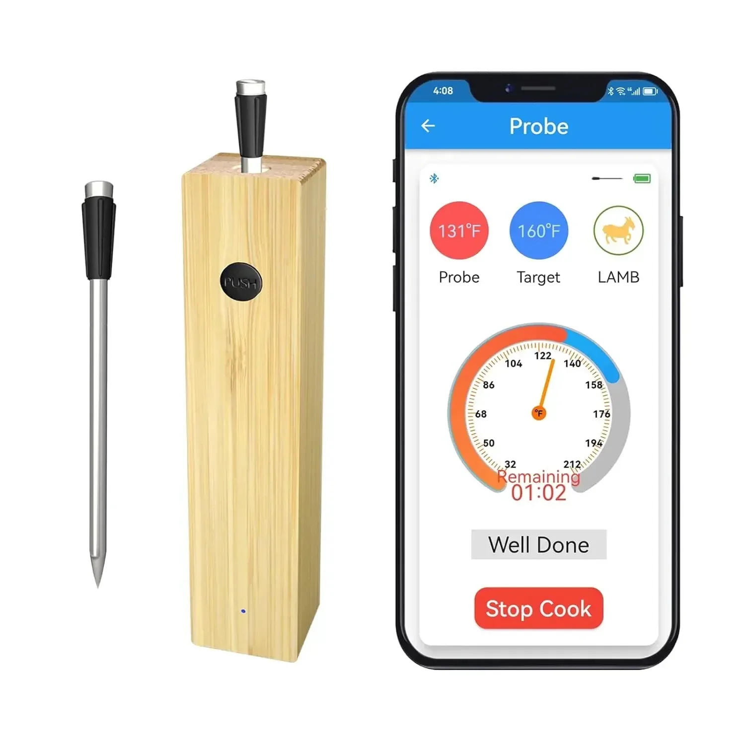 Wireless Bluetooth Meat Thermometer Digital BBQ Grill Oven Steak Cooking - Image 6
