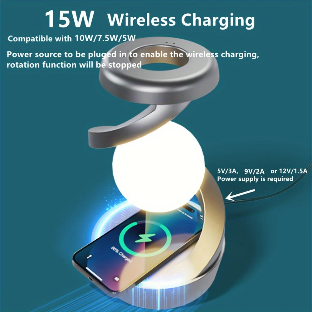 Wireless Charging RGB Lamp – Floating LED Desk Light for Bedside & Home Decor - Image 7