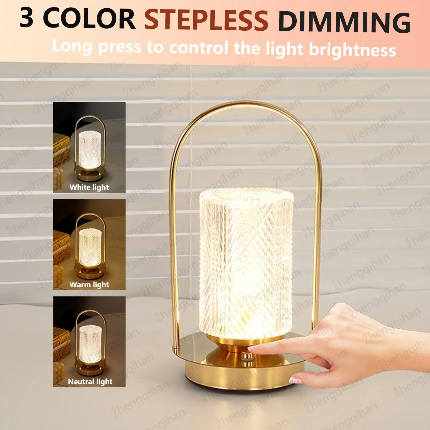 Wireless Crystal LED Table Lamp – Rechargeable Touch Night Light for Bedroom Bar - Image 8