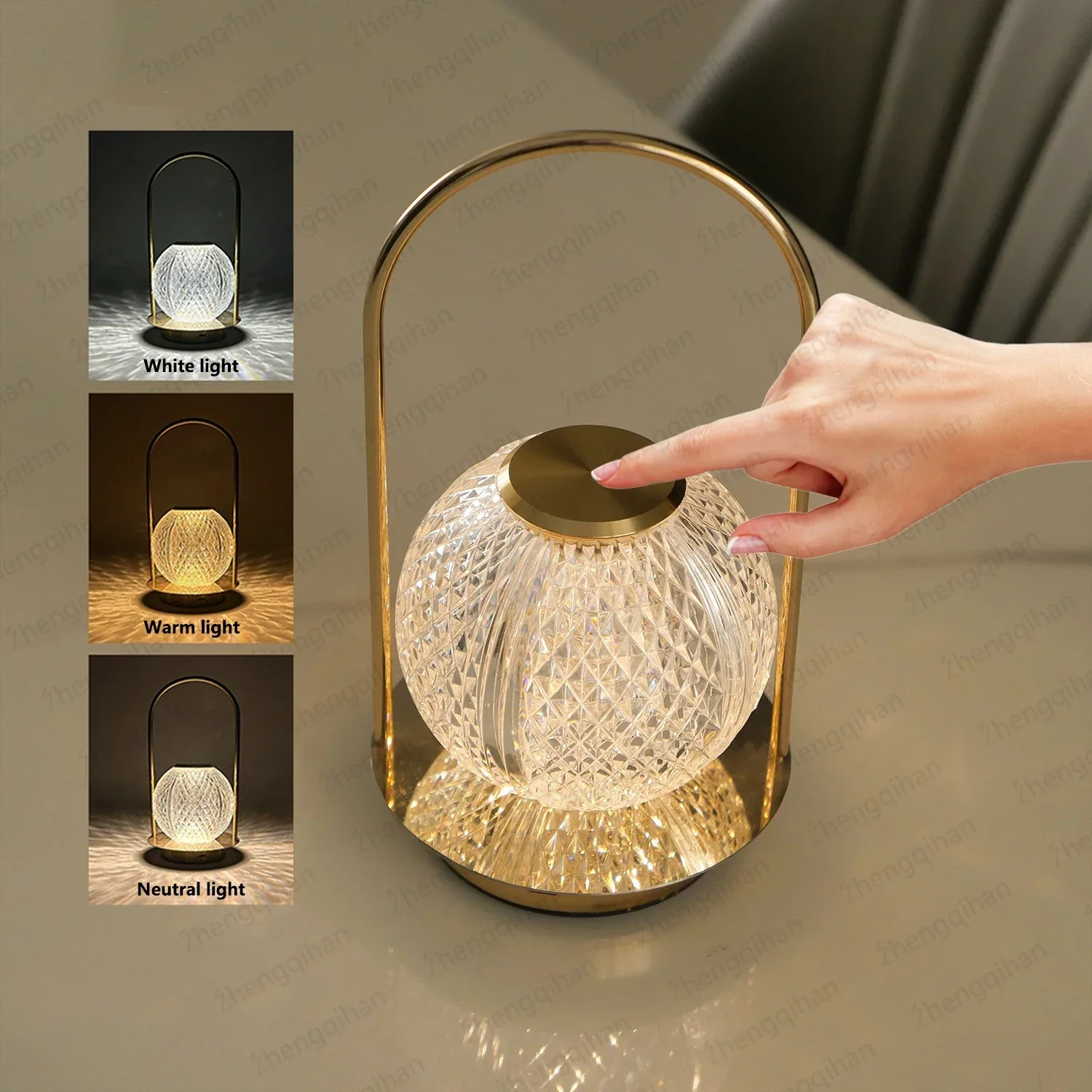 Wireless Crystal LED Table Lamp – Rechargeable Touch Night Light for Bedroom Bar - Image 9