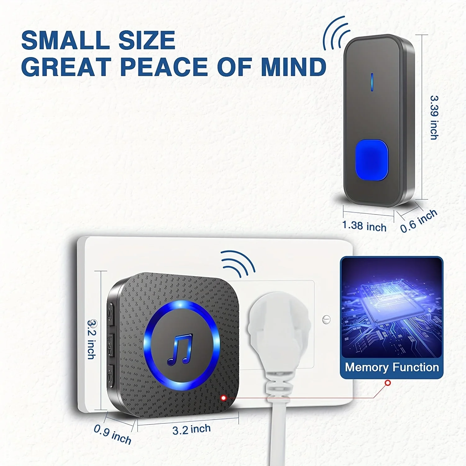 Wireless Doorbell System with 2 Transmitters & 2 Plug-in Receivers, 1000ft Range - Image 10