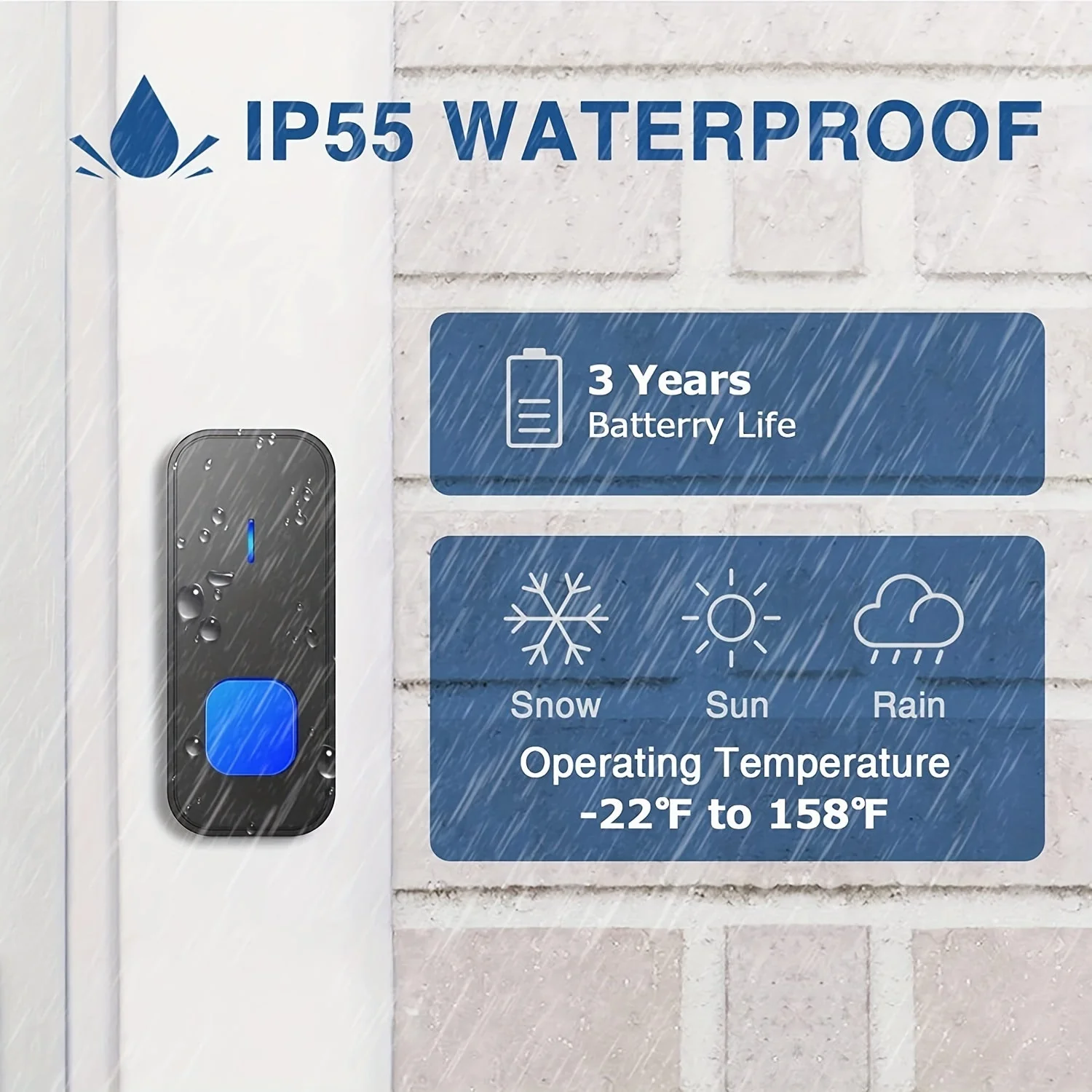 Wireless Doorbell System with 2 Transmitters & 2 Plug-in Receivers, 1000ft Range - Image 4