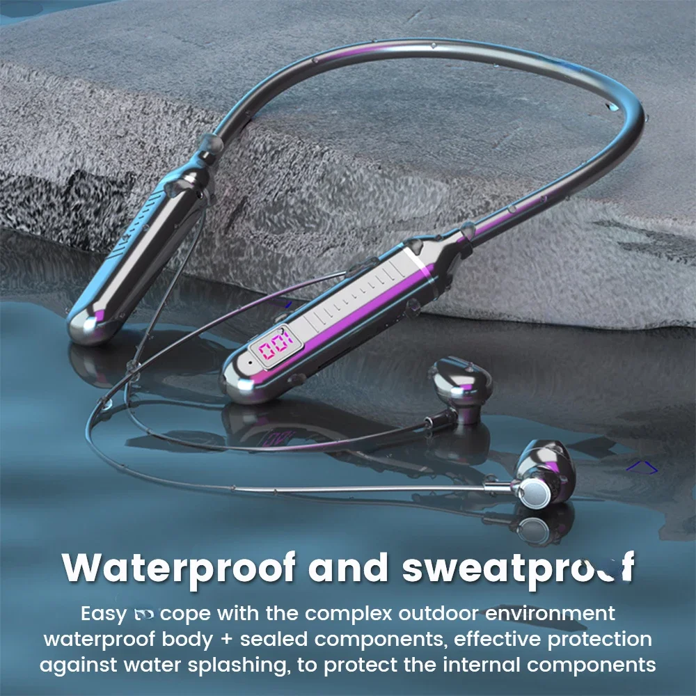 Wireless Earphones 5.3 – Neckband Bluetooth Headphones LED Stereo Sports Earbuds - Image 2