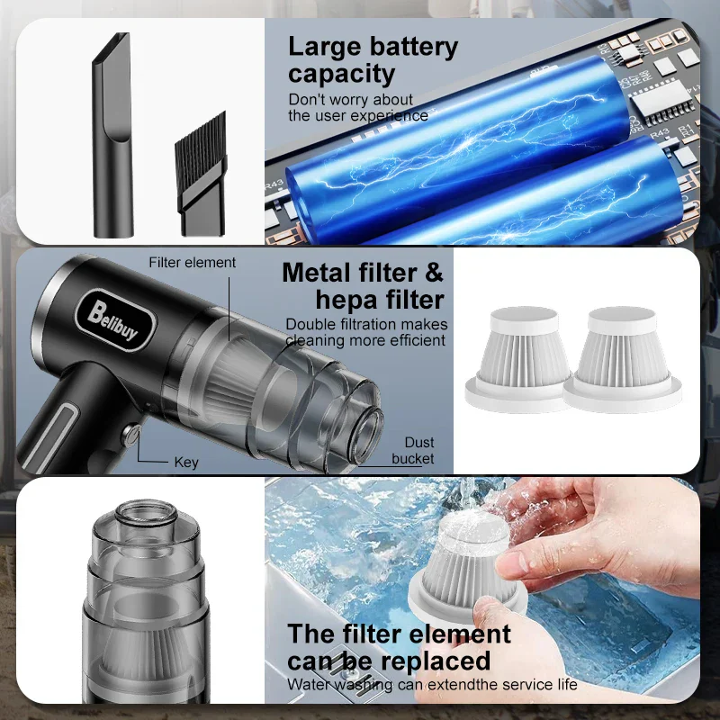 Wireless Handheld Vacuum Cleaner Powerful Portable for Sofa Carpet Debris - Image 5