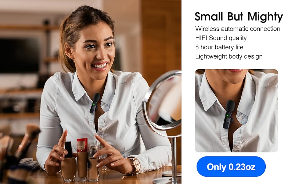 Wireless Lavalier Microphone for iPhone iPad Dual Clip On Mic 2 Pack Lightning - Image 5