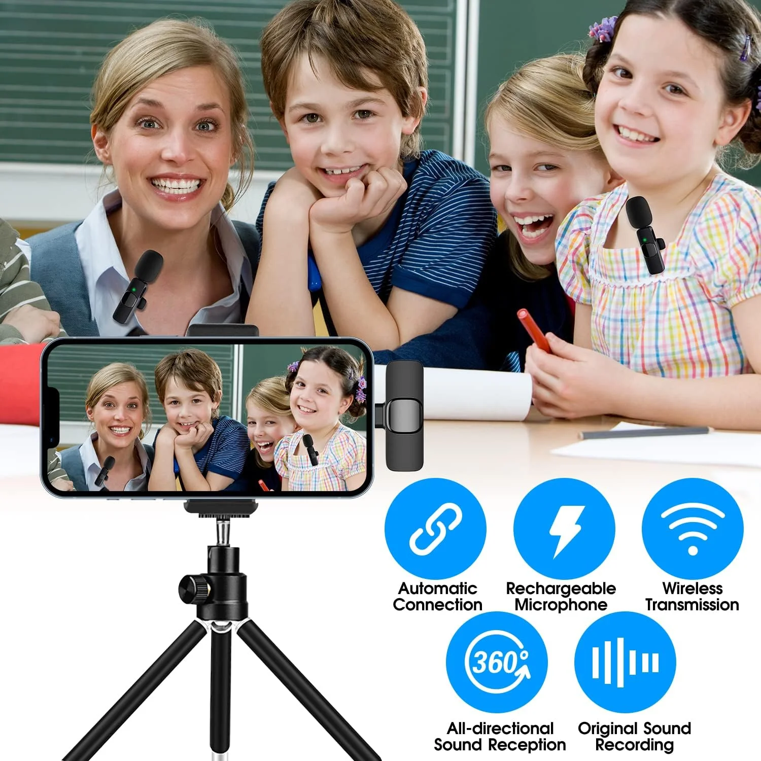 Wireless Lavalier Microphone for iPhone iPad Dual Clip On Mic 2 Pack Lightning - Image 7