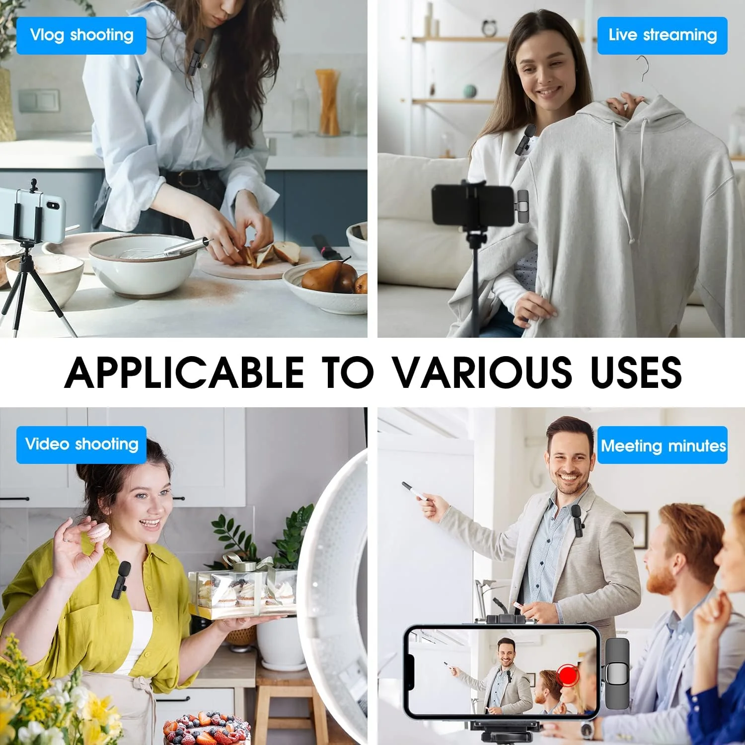 Wireless Lavalier Microphone for iPhone iPad Dual Clip On Mic 2 Pack Lightning - Image 8