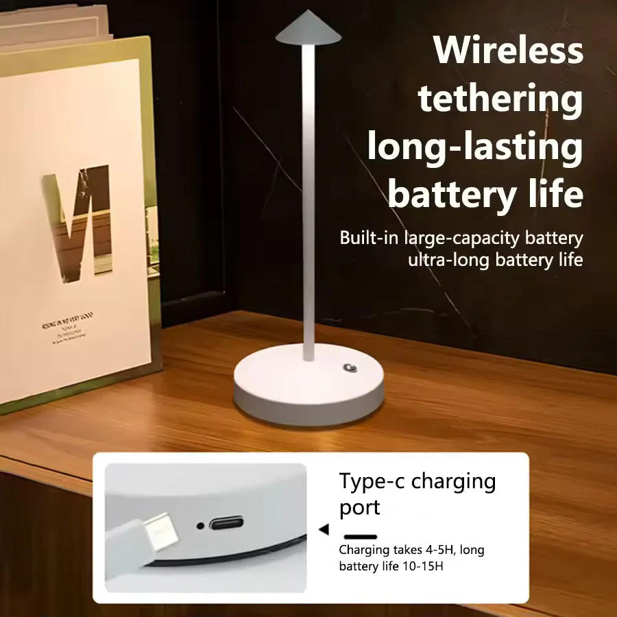 Wireless LED Table Lamp – Cordless Dimmable Touch Light for Bedroom & Living Room - Image 2