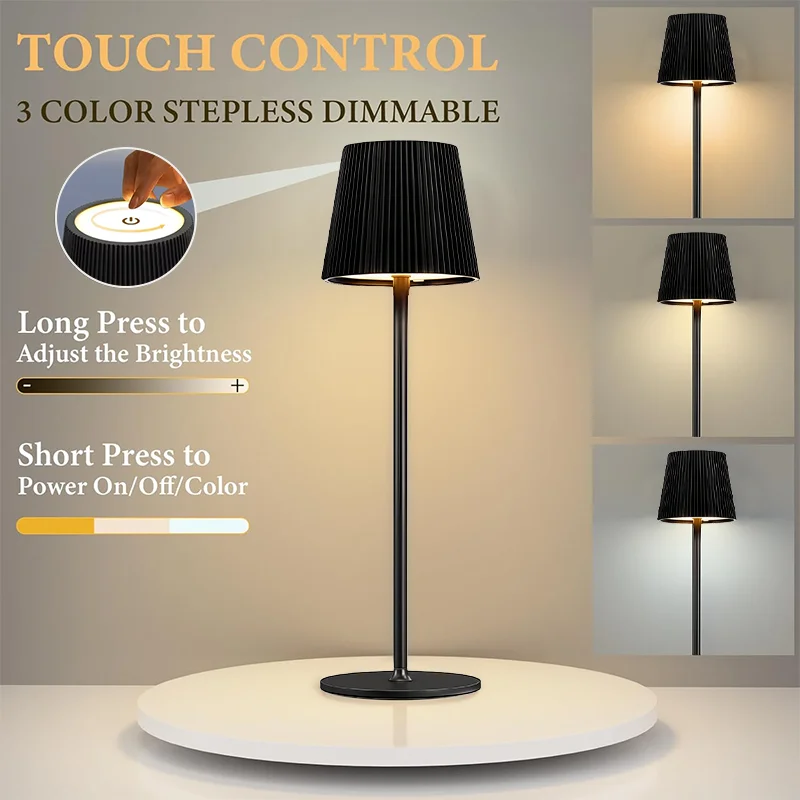 Wireless LED Table Lamp Rechargeable Touch Adjustable Night Light for Bedroom - Image 2