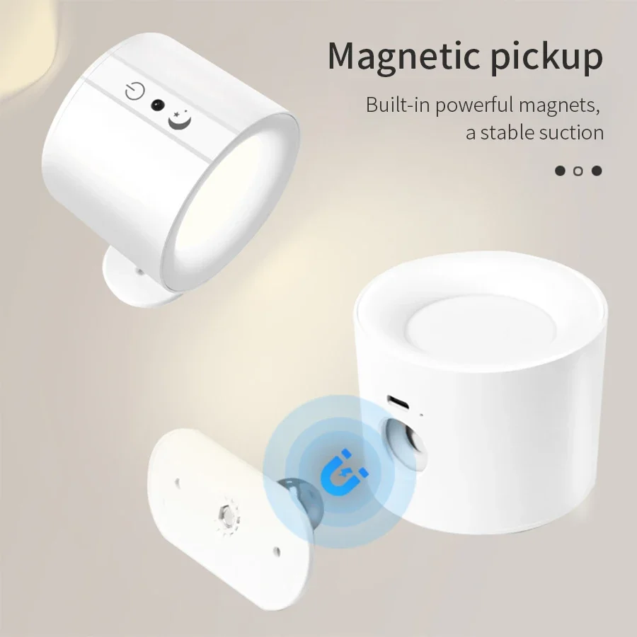 Wireless LED Wall Sconce Light 360° Rotatable Touch Control 3 Color Bedroom Lamp - Image 3