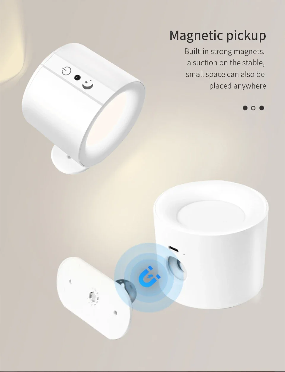 Wireless LED Wall Sconce Light 360° Rotatable Touch Control 3 Color Bedroom Lamp - Image 8