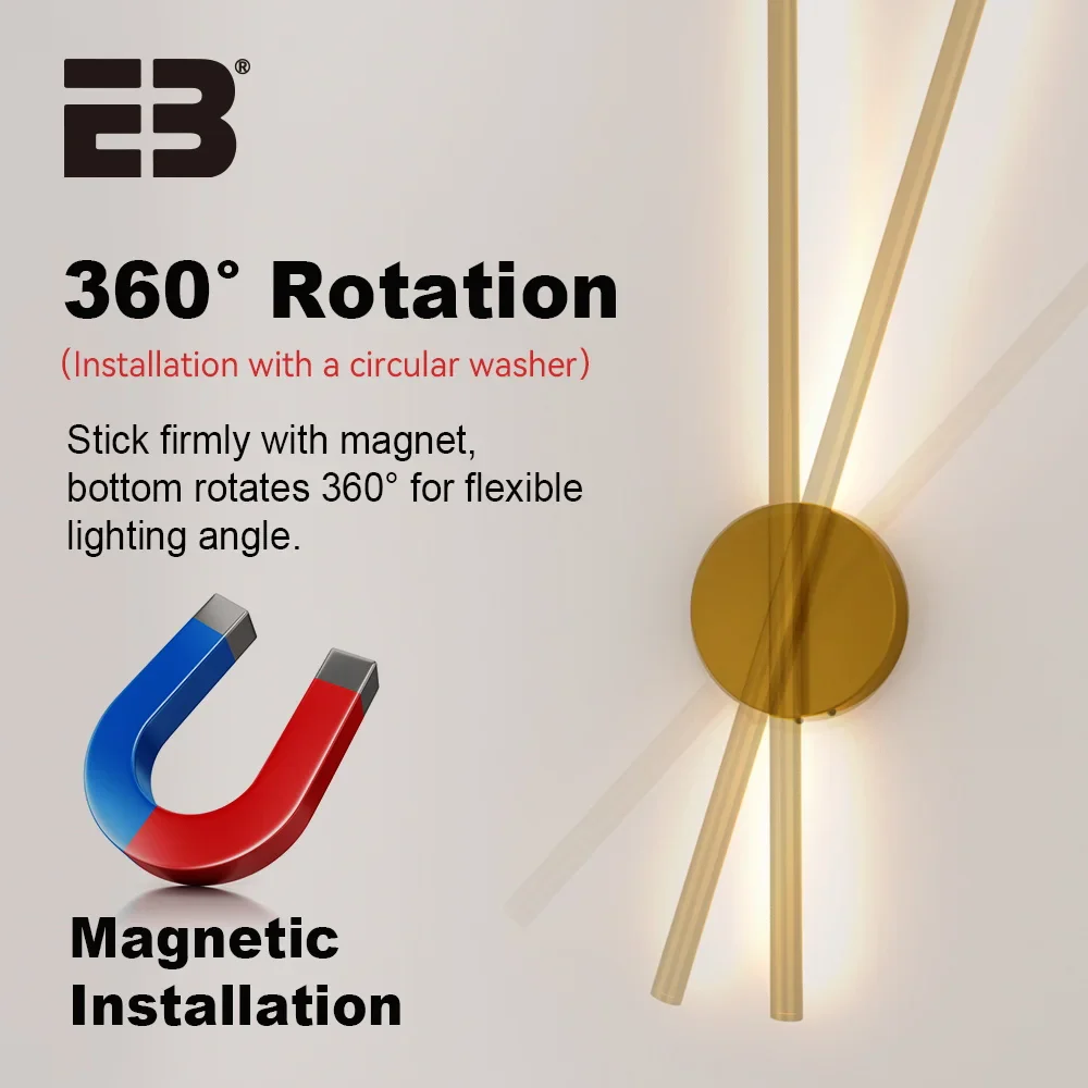 Wireless LED Wall Sconces 2 Pack USB Rechargeable Battery Gold Indoor Light - Image 3