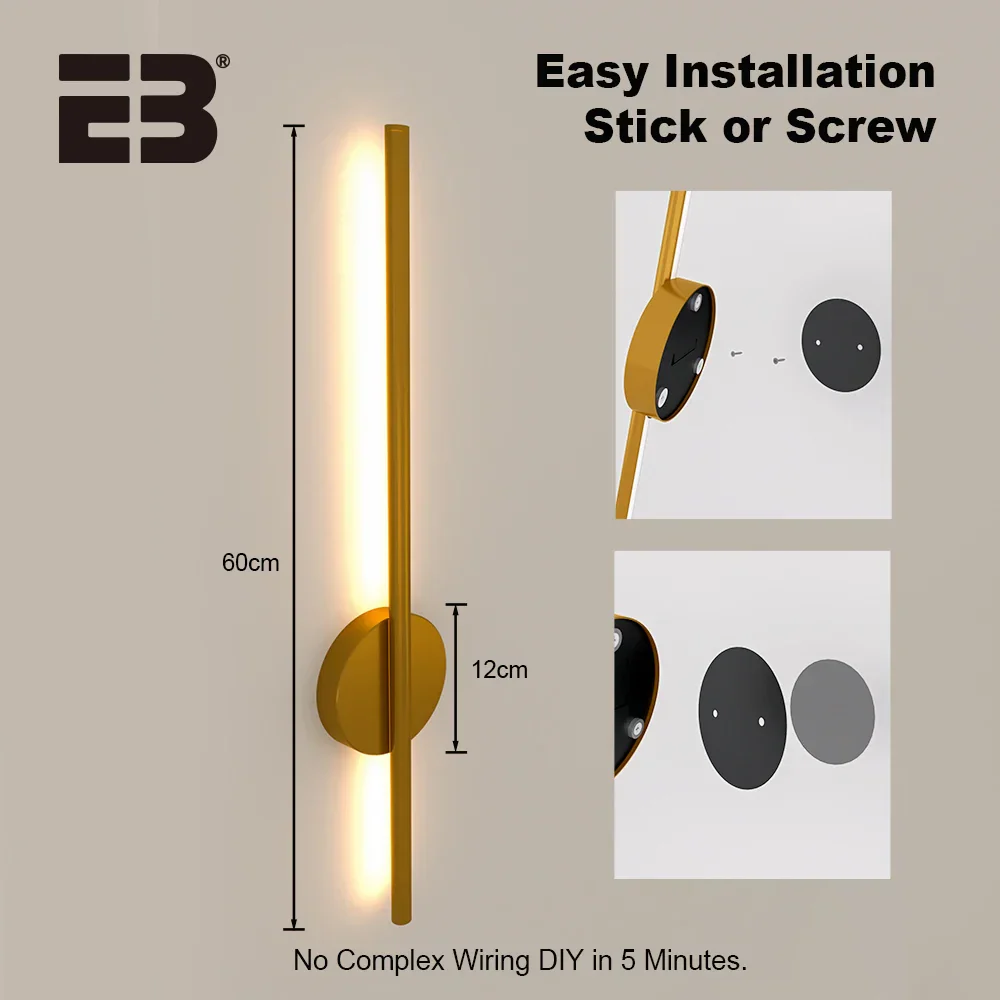 Wireless LED Wall Sconces 2 Pack USB Rechargeable Battery Gold Indoor Light - Image 7