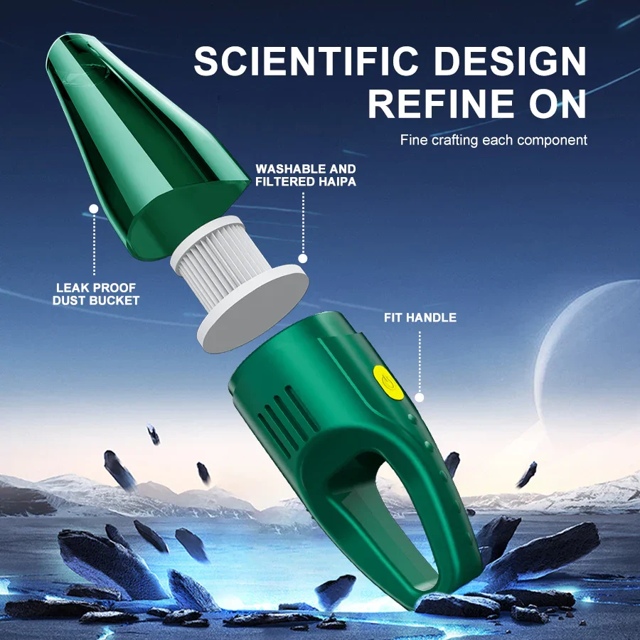 Wireless Mini Car Vacuum Cleaner Strong Suction Portable Handheld Blower - Image 5