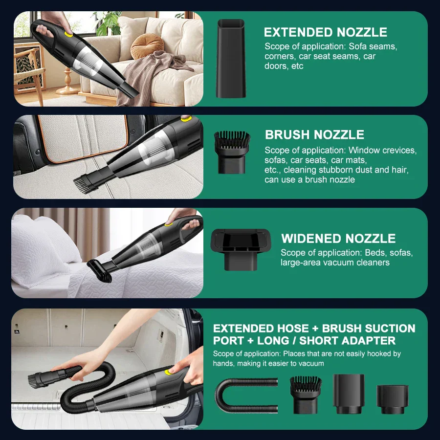 Wireless Mini Car Vacuum Cleaner Strong Suction Portable Handheld Blower - Image 6