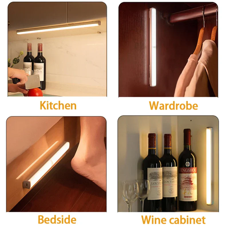 Wireless Motion Sensor LED Night Light – Rechargeable Type-C Cabinet & Stair Lamp - Image 5